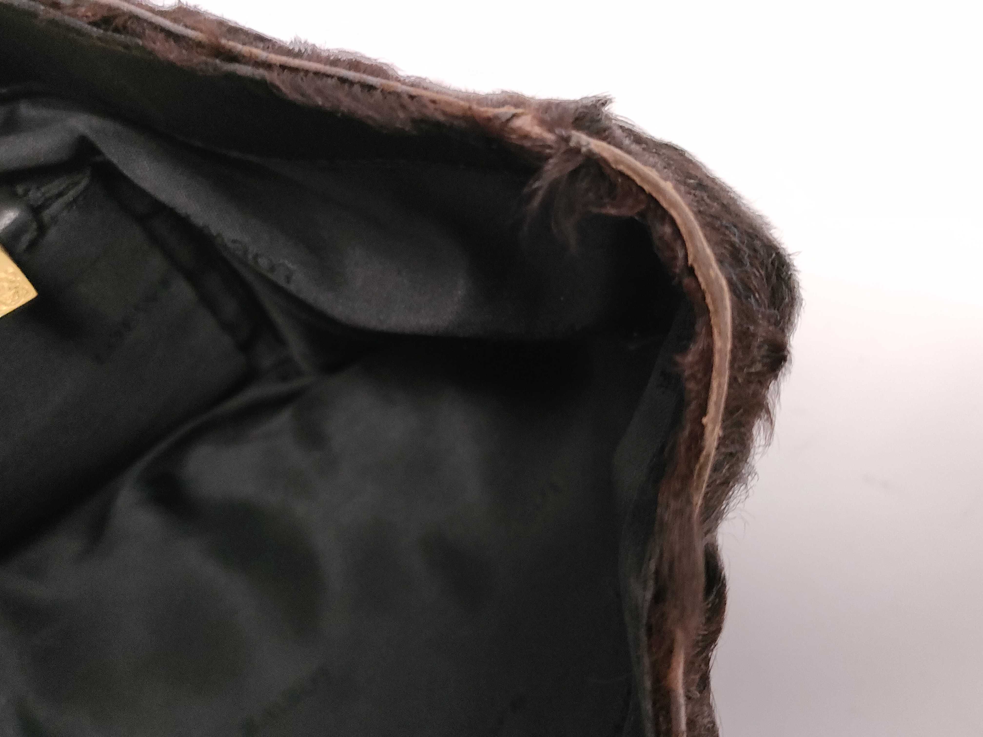 Rabbit Fur Leather Handle Black Handbag — view 13