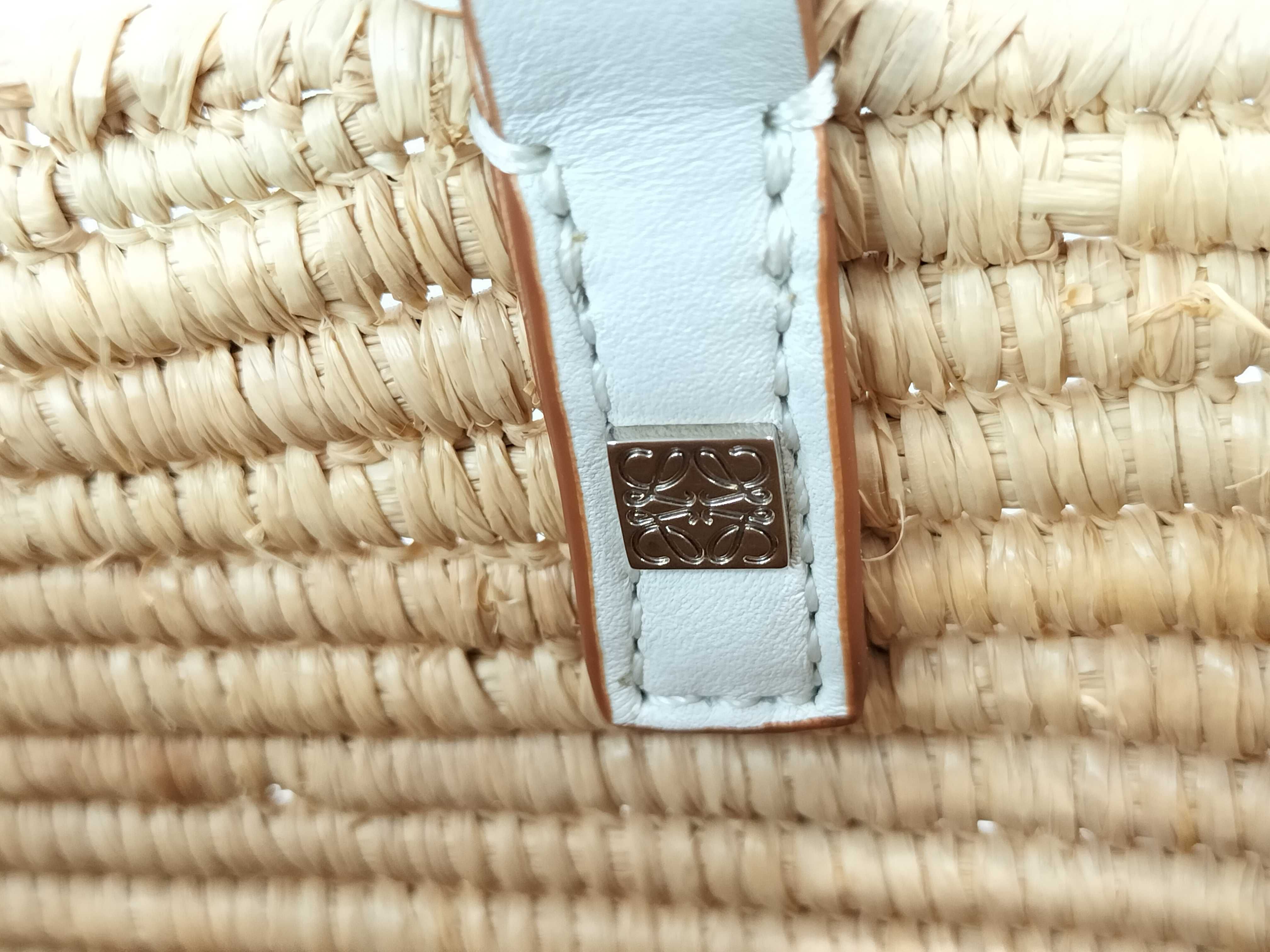 Square Basket Small Raffia x Leather Basket Bag Beige x White Handbag — view 13