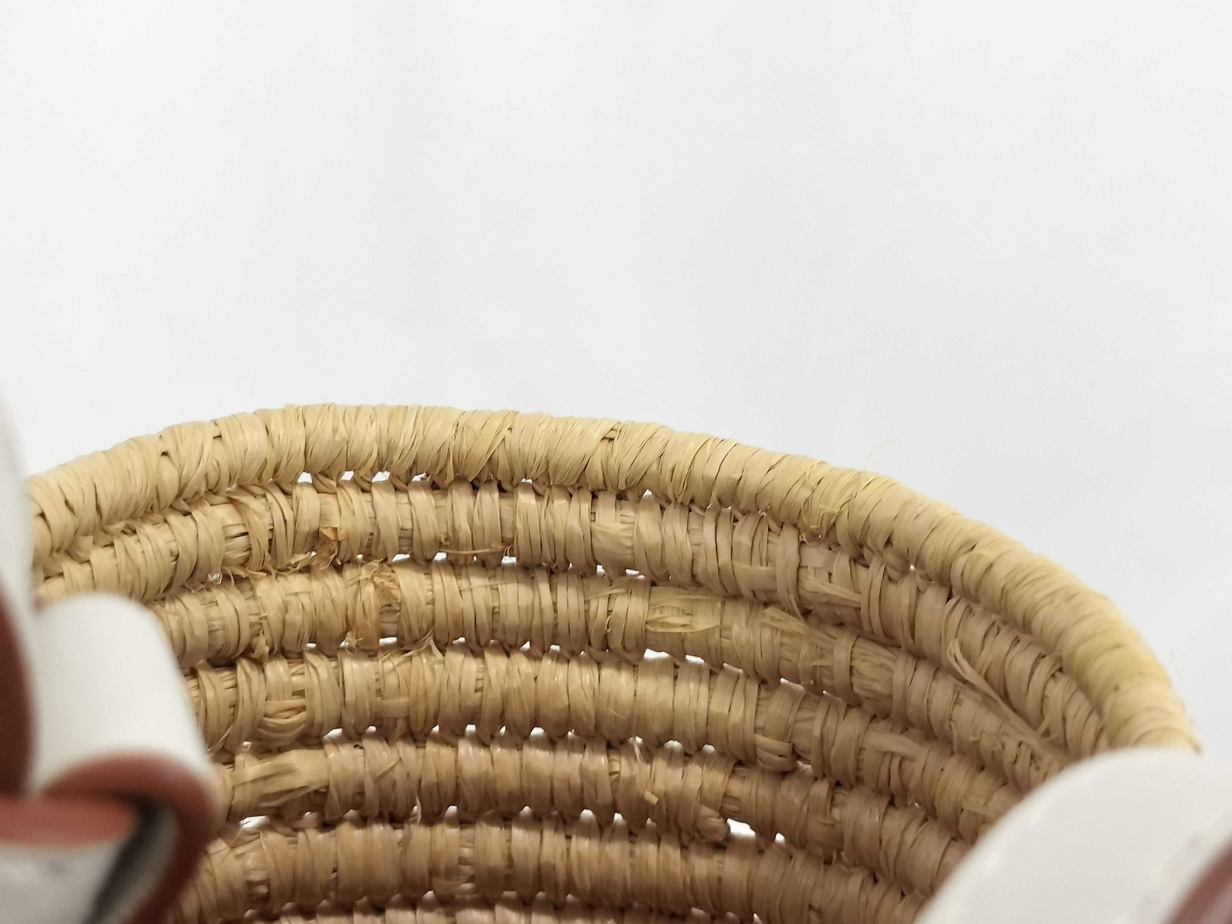 Square Basket Small Raffia x Leather Basket Bag Beige x White Handbag — view 8