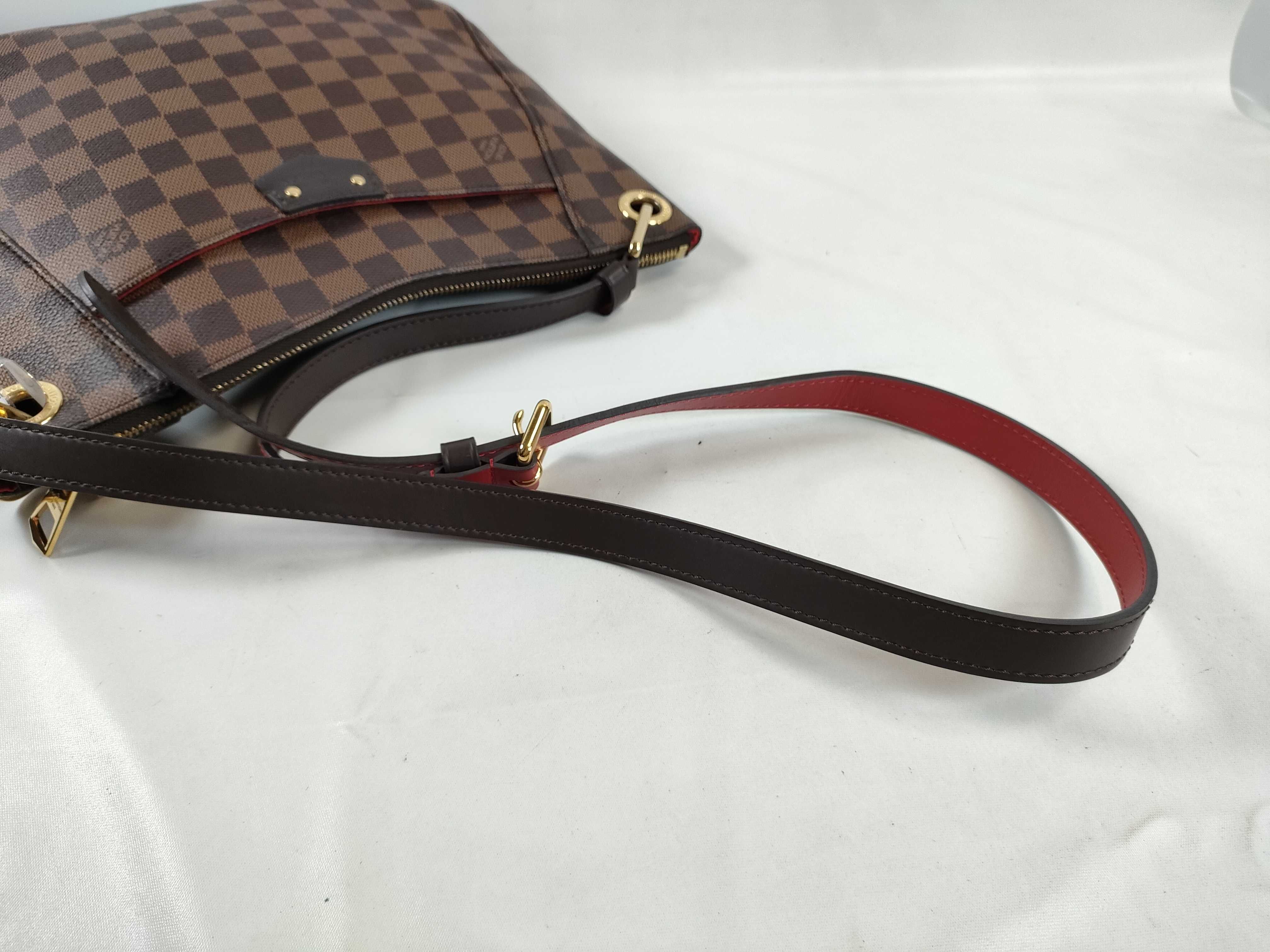 Damier PH- Damier Ebene South Bank Besace Shoulder Bag Brown Canvas Shoulder Bag — view 3