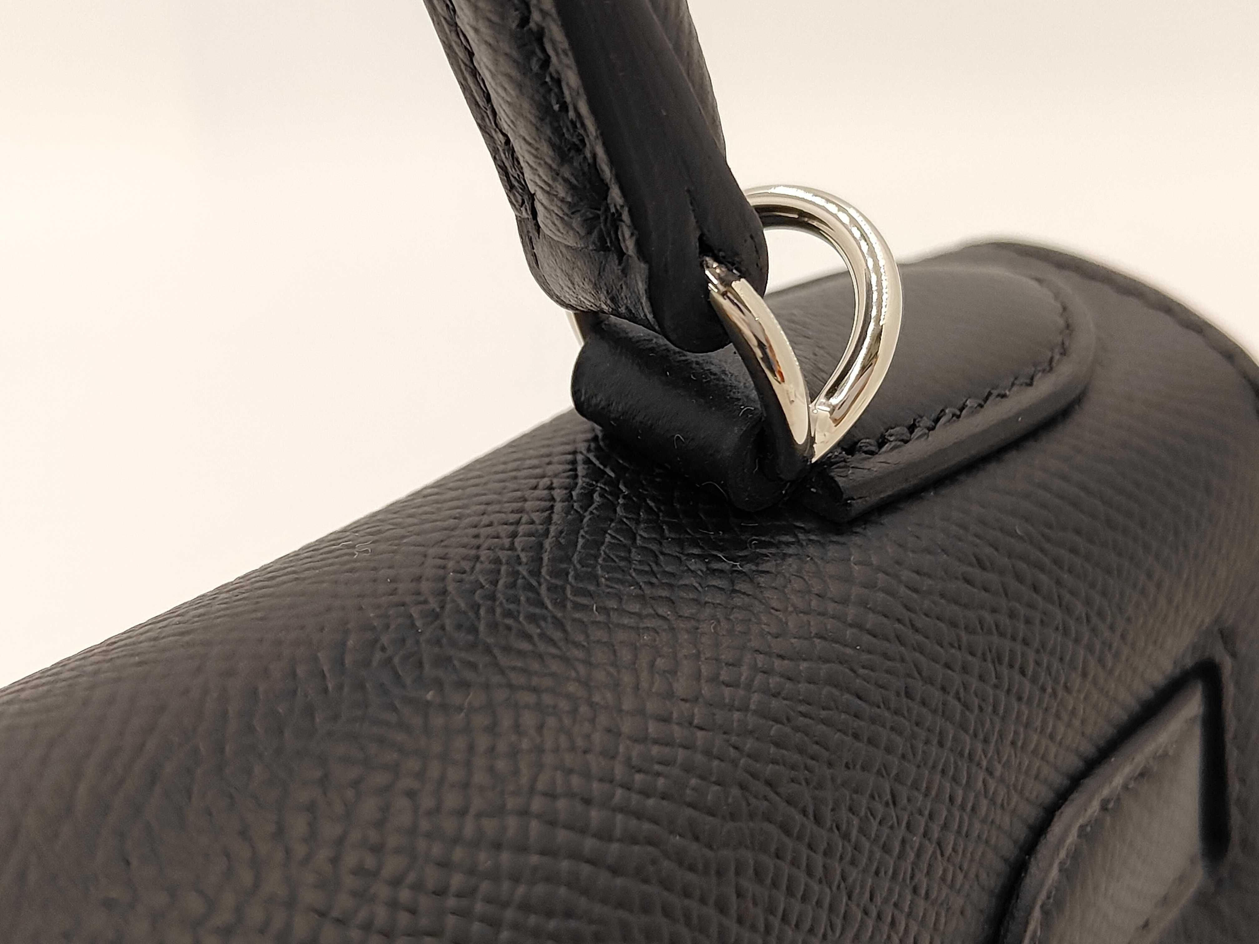 Kelly 28 Black Epsom Leather Handbag with Silver Hardware (G Stamp) — view 3