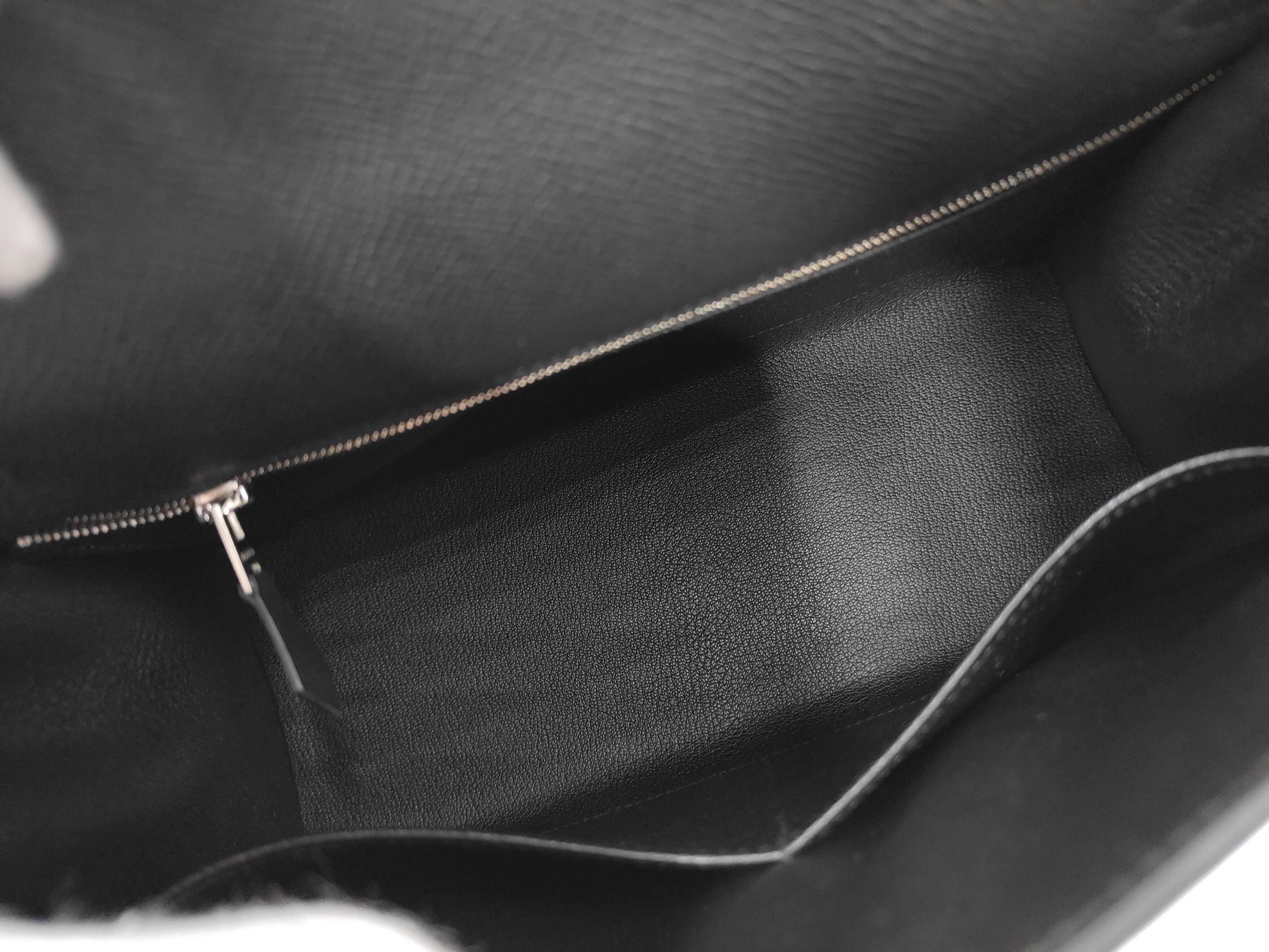 Kelly 28 Black Epsom Leather Handbag with Silver Hardware (G Stamp) — view 8