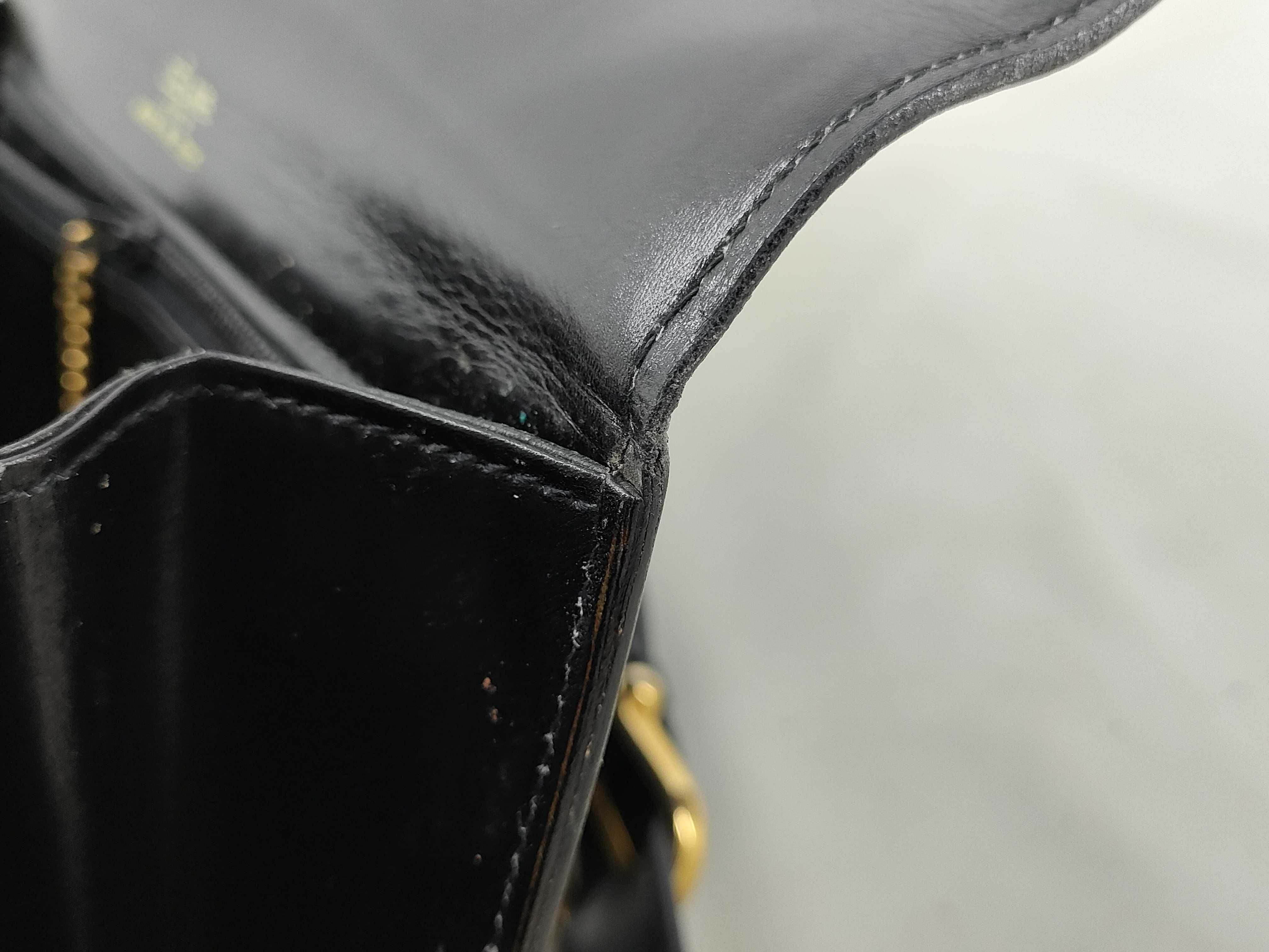 Carriage Hardware Leather Shoulder Bag, Black Shoulder Bag — view 15