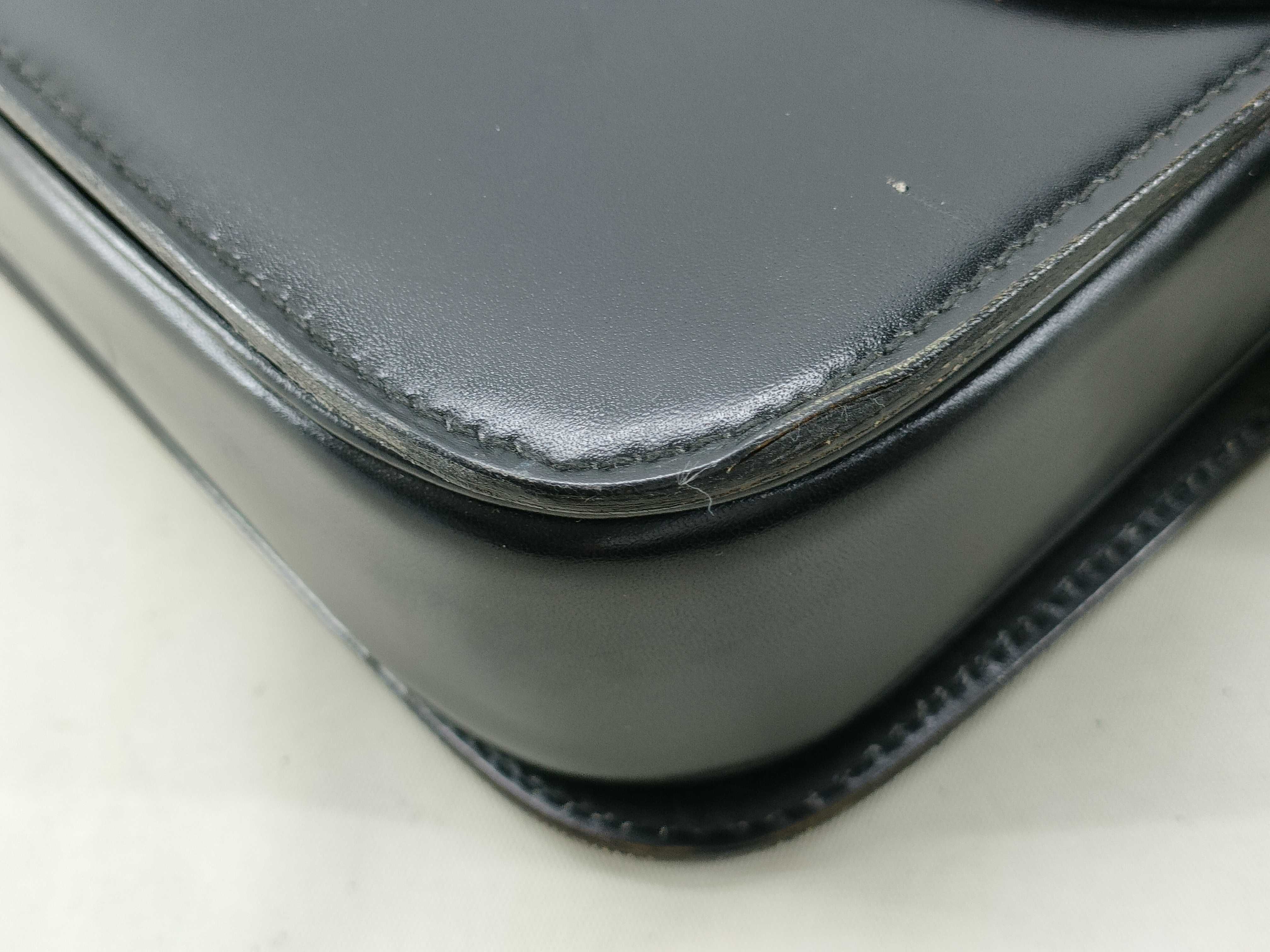 Carriage Hardware Leather Shoulder Bag, Black Shoulder Bag — view 7