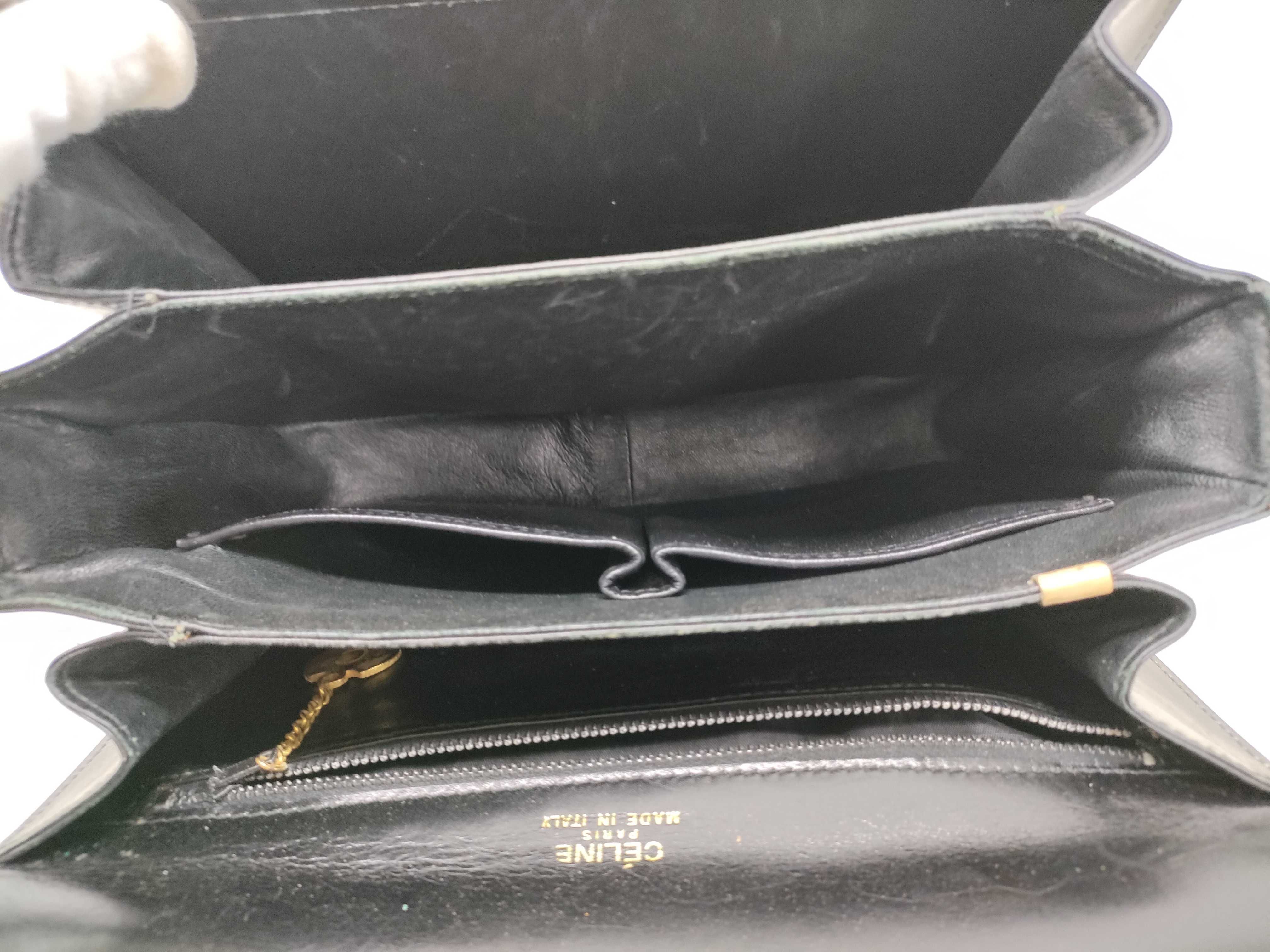 Carriage Hardware Leather Shoulder Bag, Black Shoulder Bag — view 9