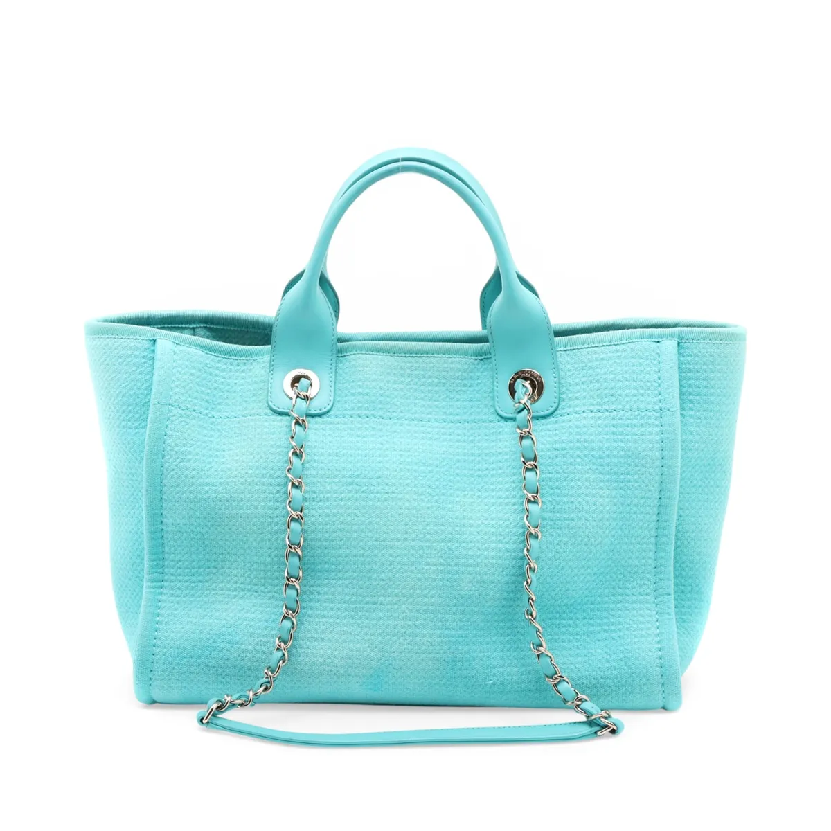 Deauville MM Canvas 2-Way Tote Bag, Blue with Gold Hardware, U86NXN9G, Random Plate — view 2
