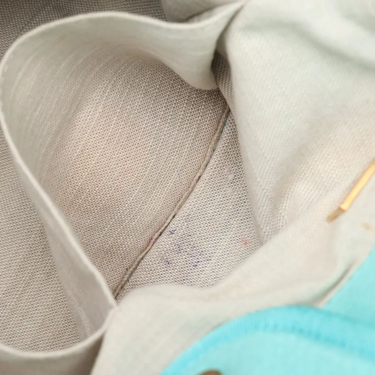 Deauville MM Canvas 2-Way Tote Bag, Blue with Gold Hardware, U86NXN9G, Random Plate — view 10