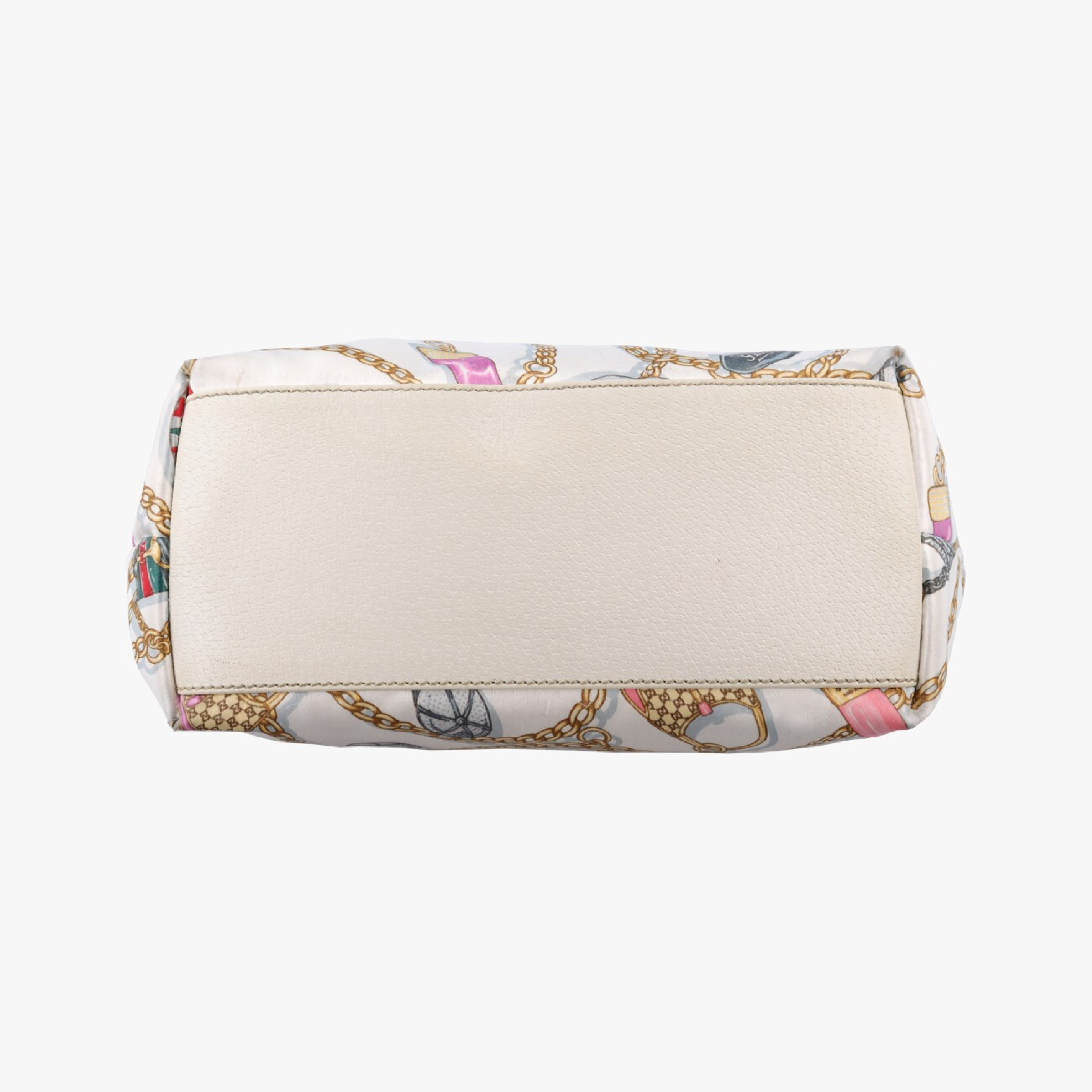 Chain Pattern Tote Bag, White Silk, 153009 Handbag — view 3