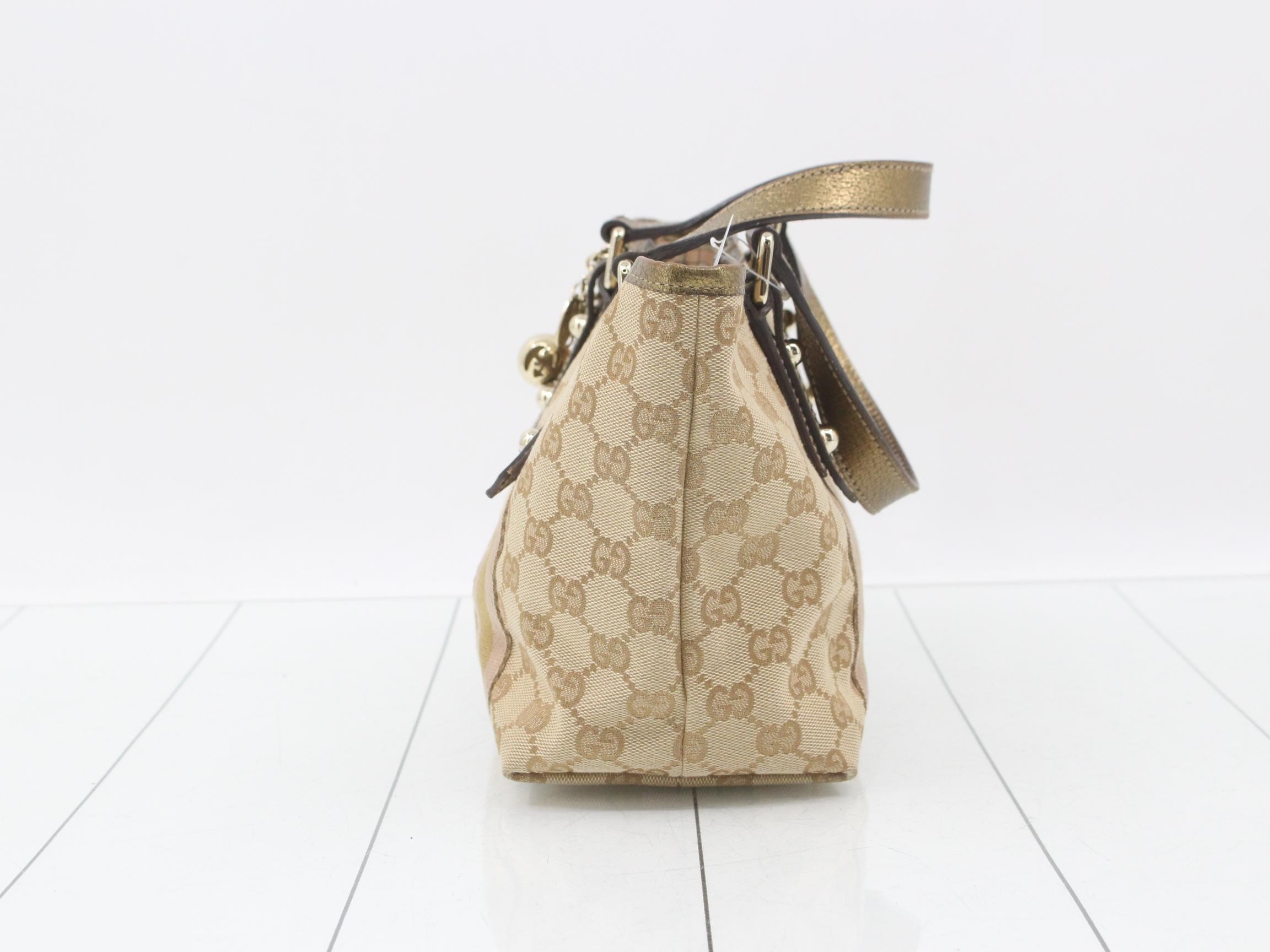 GG Canvas Handbag, Gold — view 3