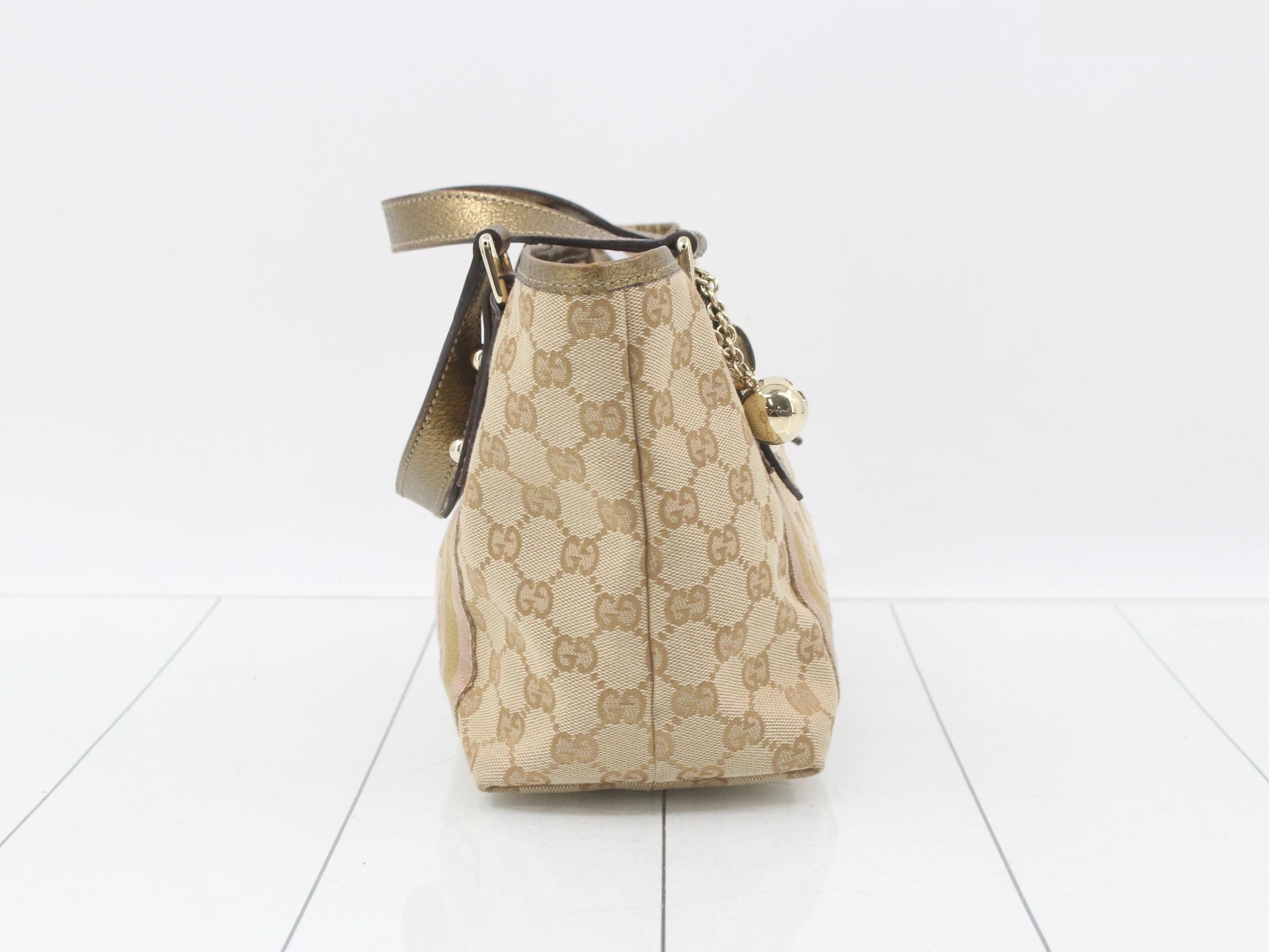 GG Canvas Handbag, Gold — view 4