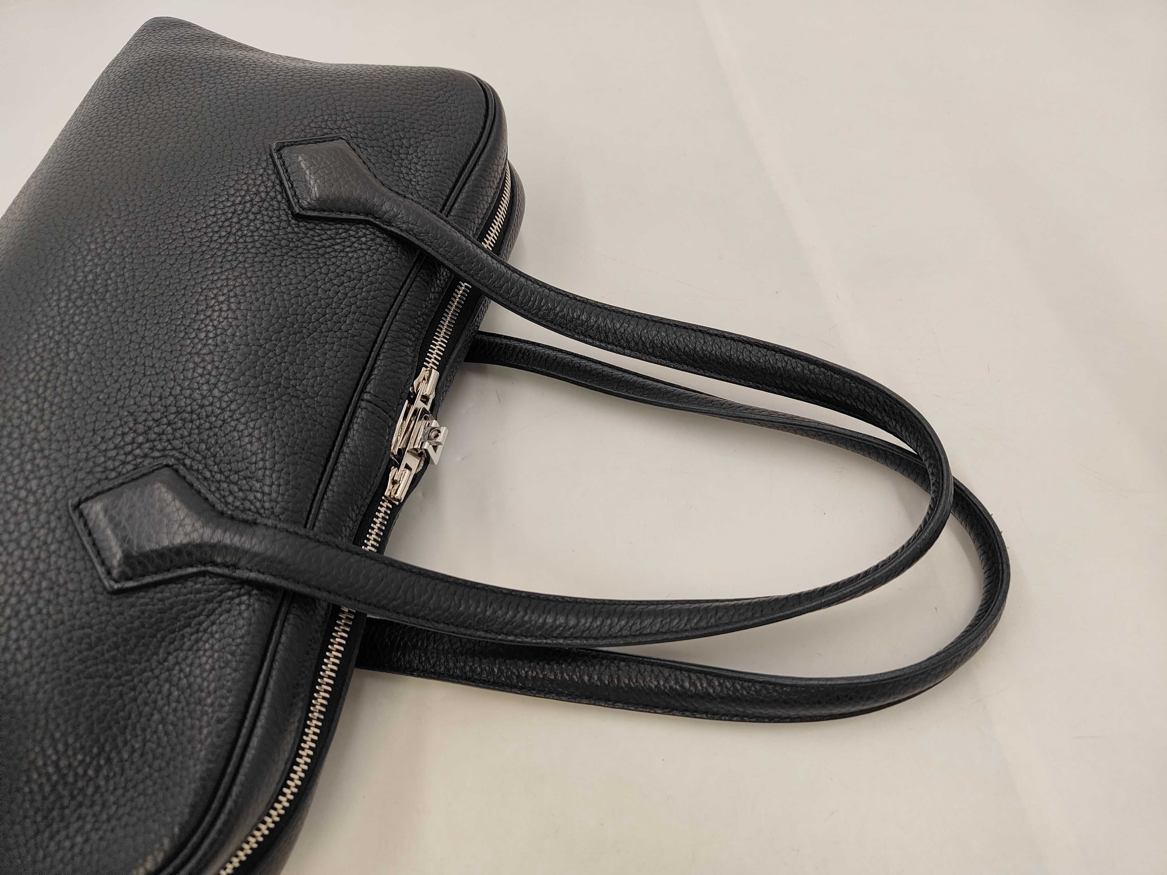 Victoria Elan 38 Black Taurillon Leather Tote Bag with Silver Hardware ( O Stamp) — view 4