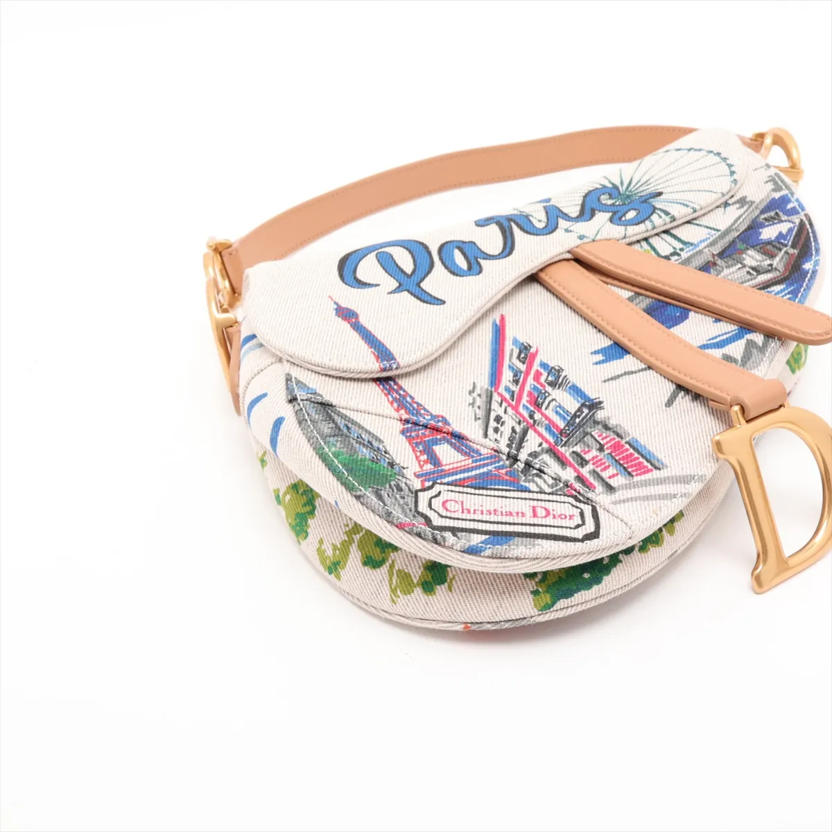 Saddle Canvas x Leather 2-Way Handbag, Beige, Star Mark — view 4