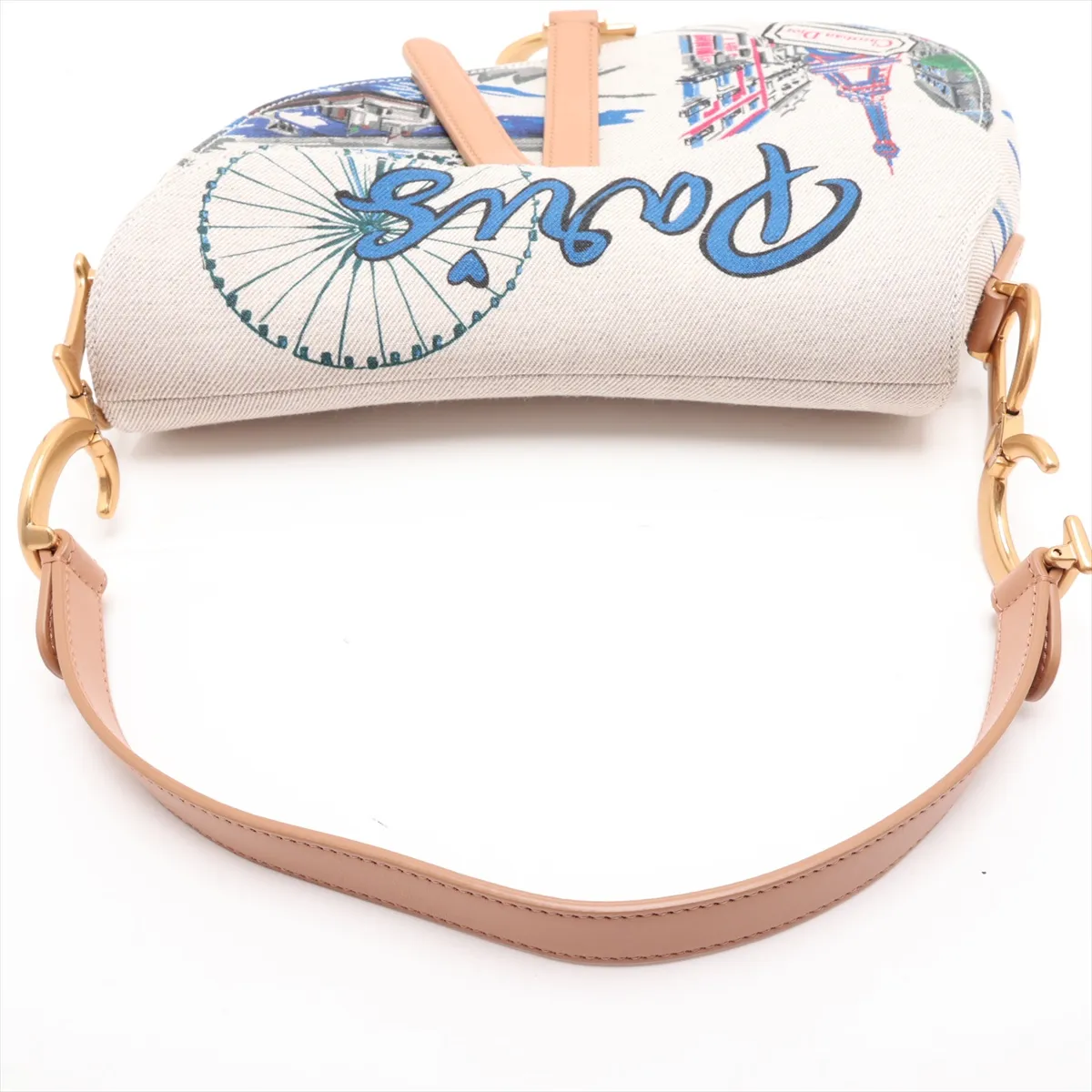 Saddle Canvas x Leather 2-Way Handbag, Beige, Star Mark — view 5