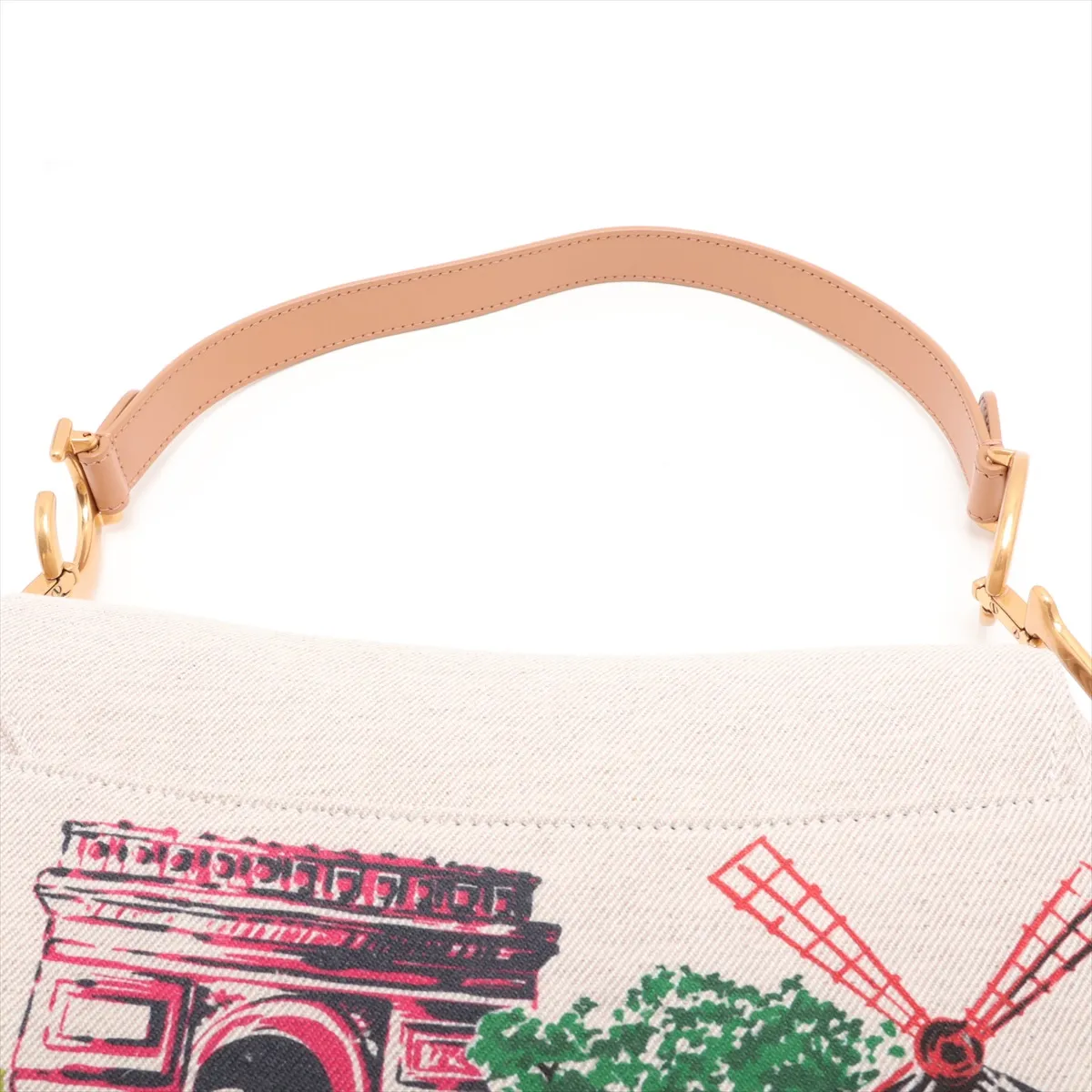 Saddle Canvas x Leather 2-Way Handbag, Beige, Star Mark — view 6