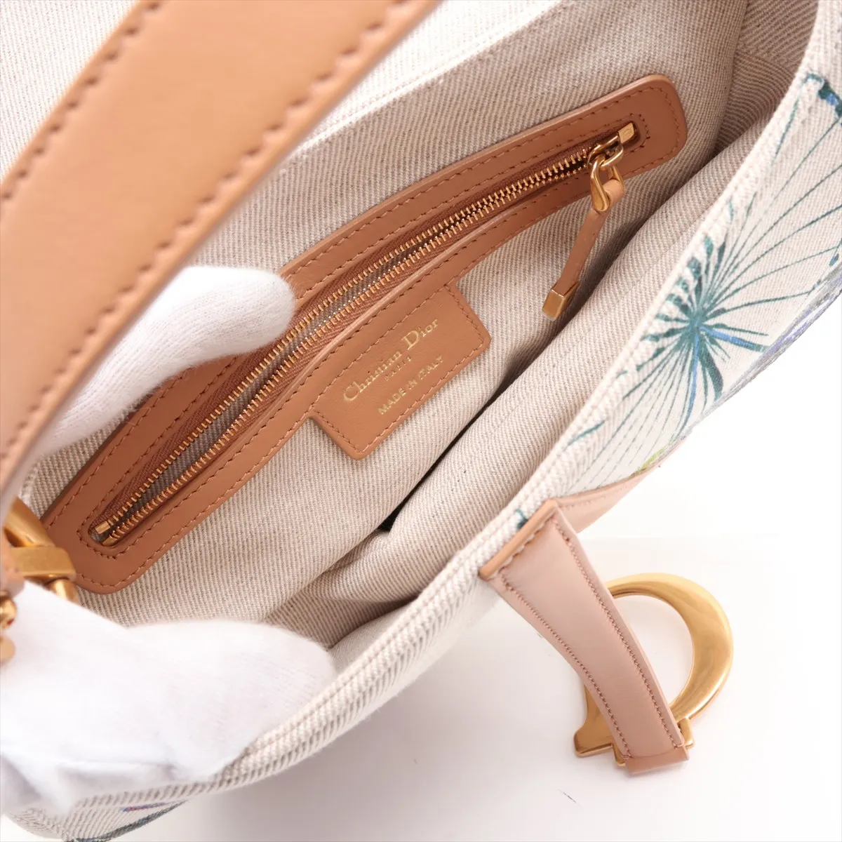Saddle Canvas x Leather 2-Way Handbag, Beige, Star Mark — view 8