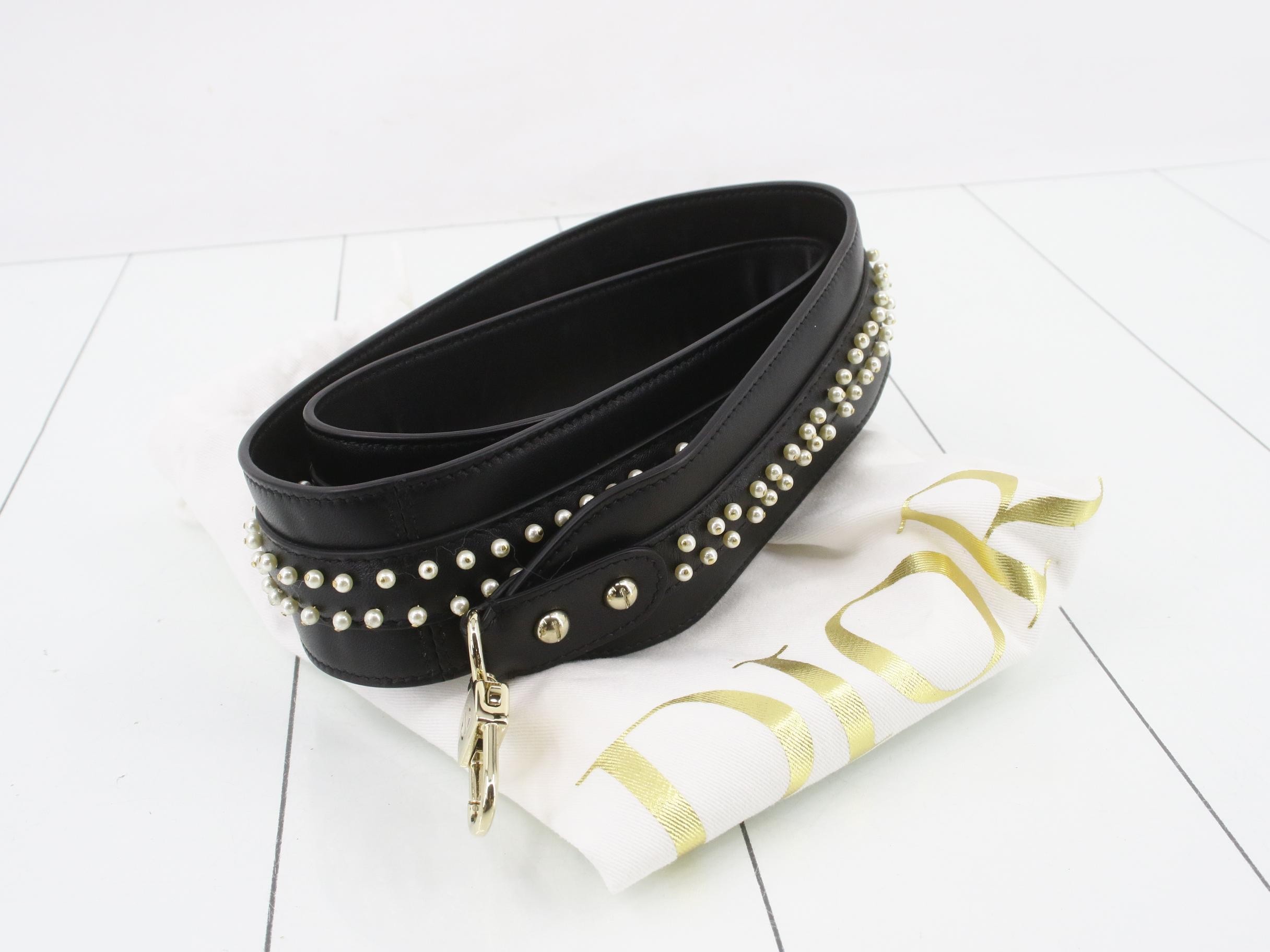 Lady Dior 3-way all-over pearl shoulder bag, black — view 7