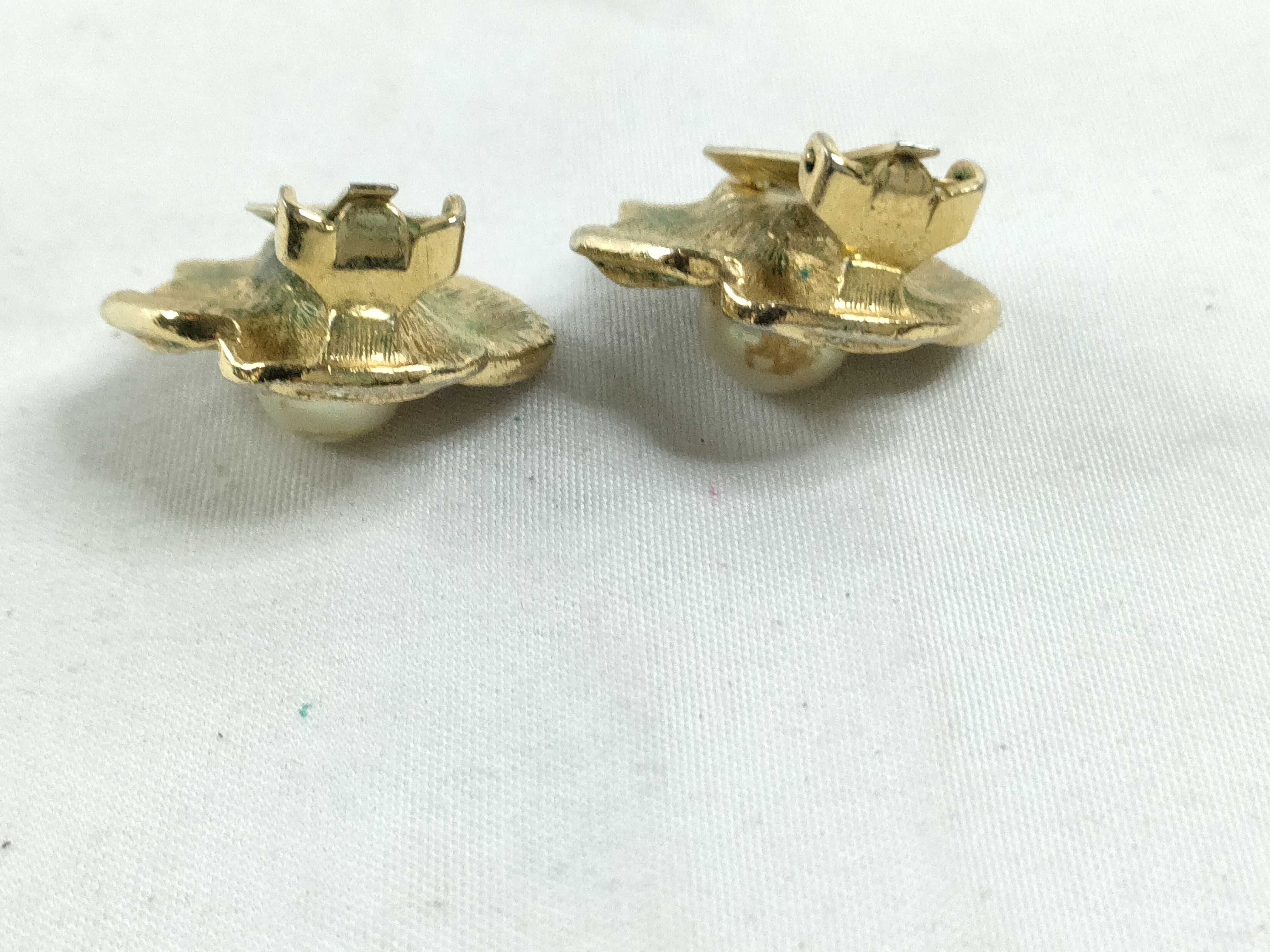 Flower Earrings, Faux Pearl x Gold Plated Earrings — view 7