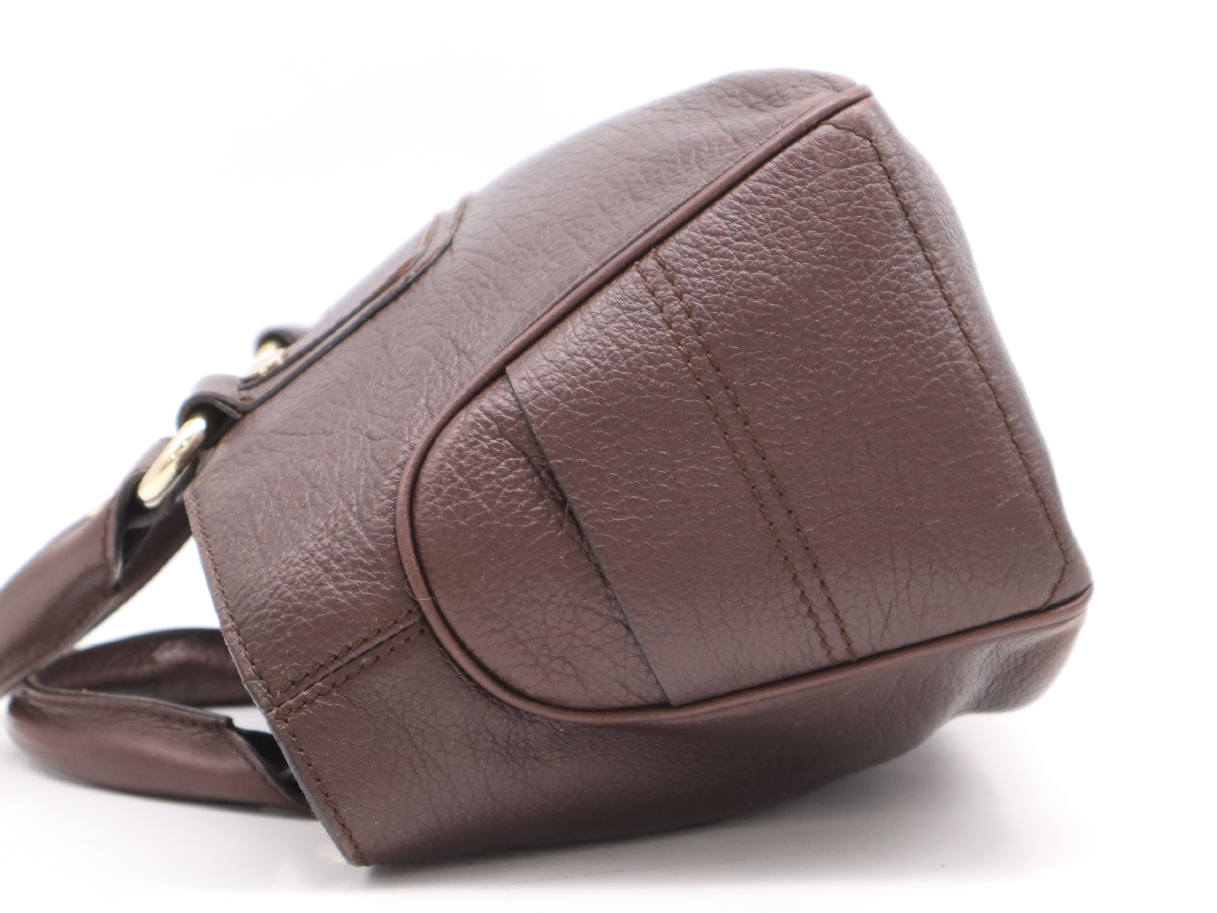 134023 Leather Boogie Bag Handbag, Brown, Gold Hardware, with Dust Bag — view 3