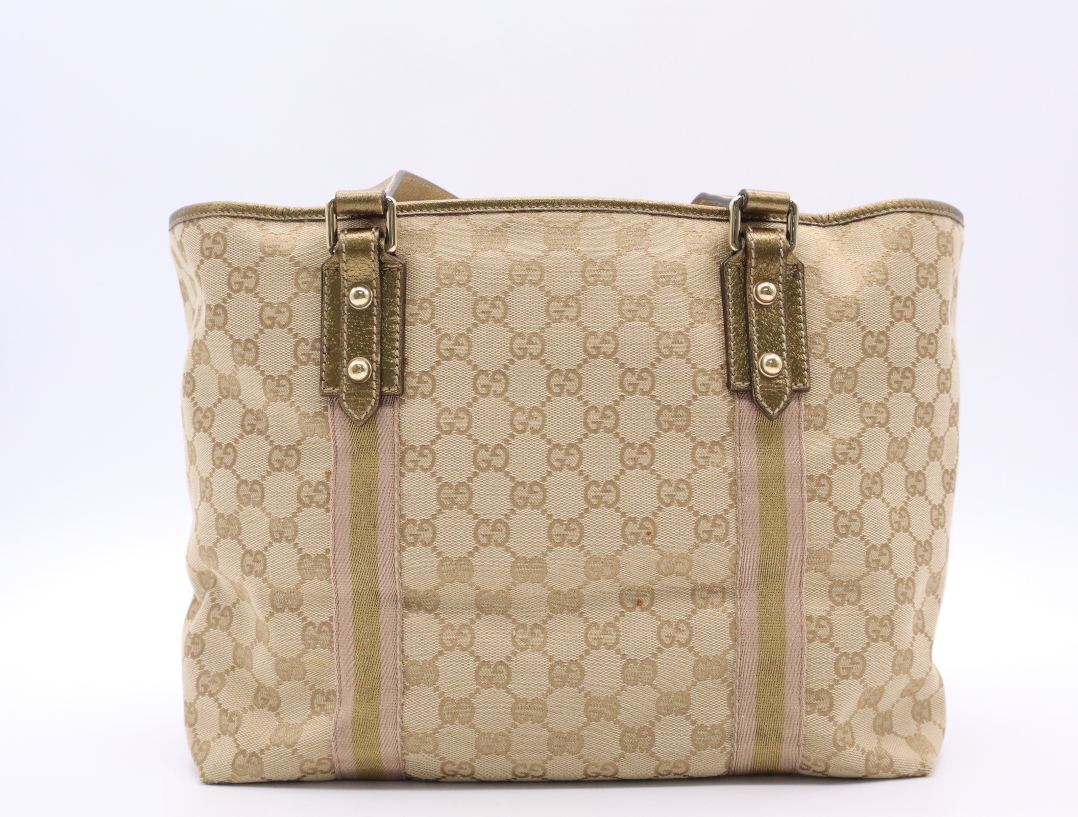Canvas x Leather GG Canvas Sherry Tote Bag Beige GD Hardware — view 2