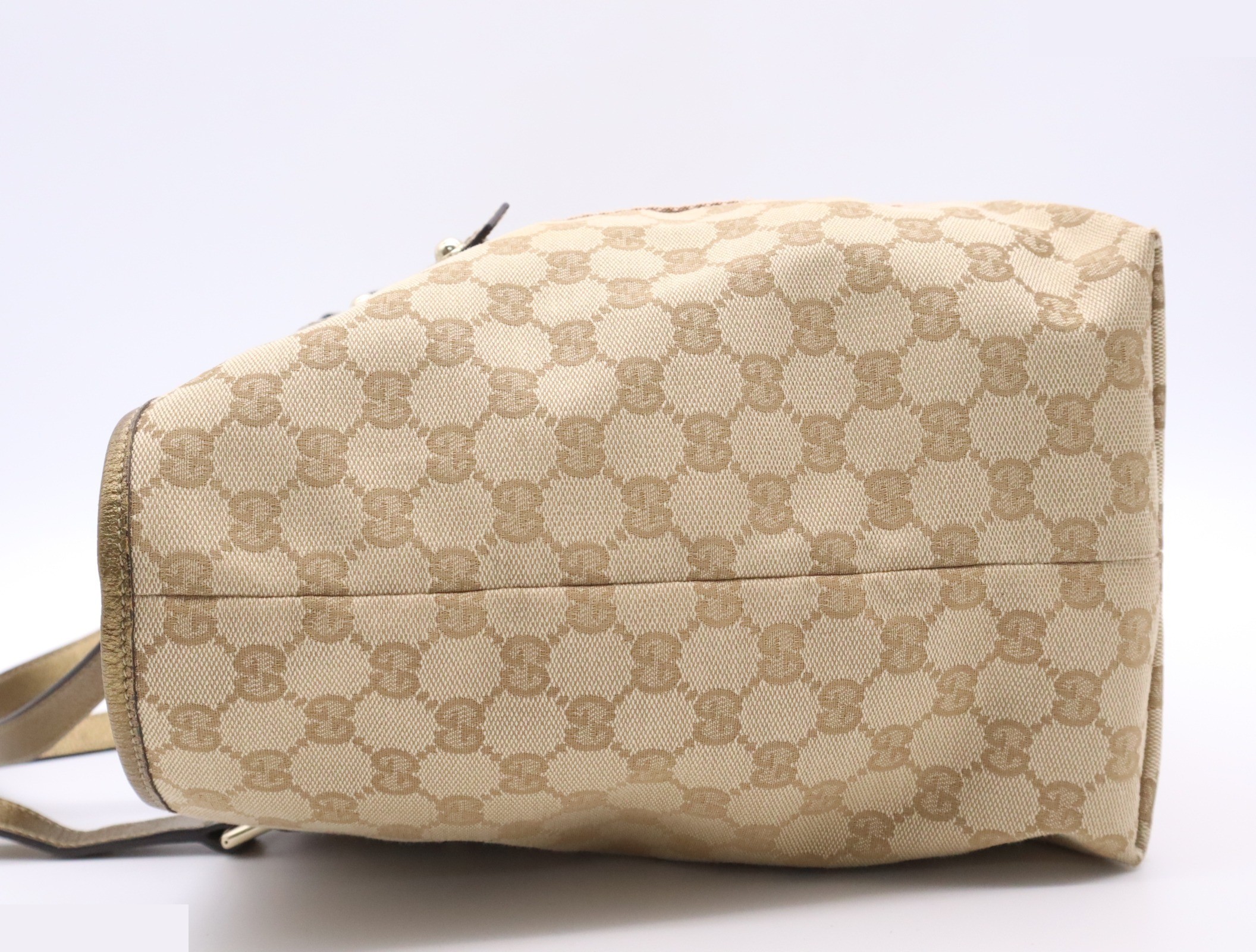 Canvas x Leather GG Canvas Sherry Tote Bag Beige GD Hardware — view 3