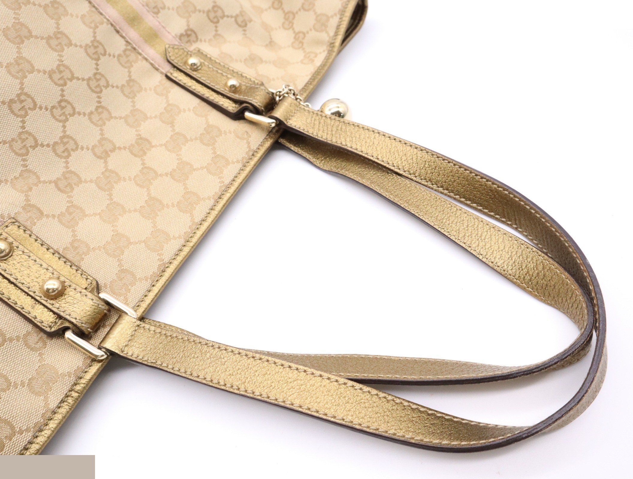 Canvas x Leather GG Canvas Sherry Tote Bag Beige GD Hardware — view 6