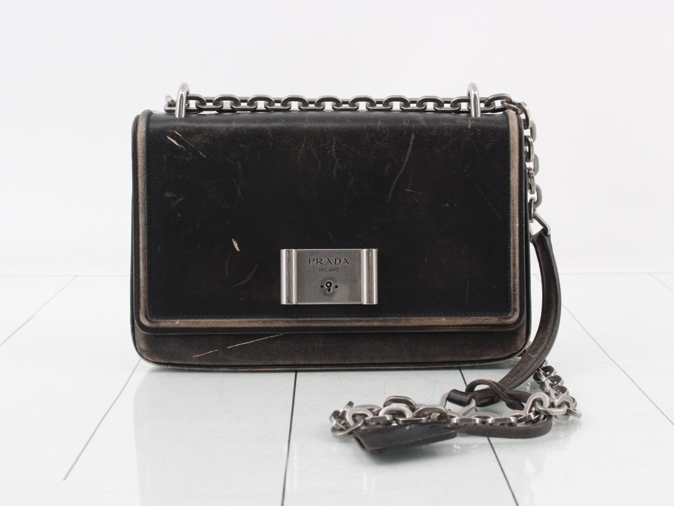 Vintage Finish Leather Chain Shoulder Bag 1BD009