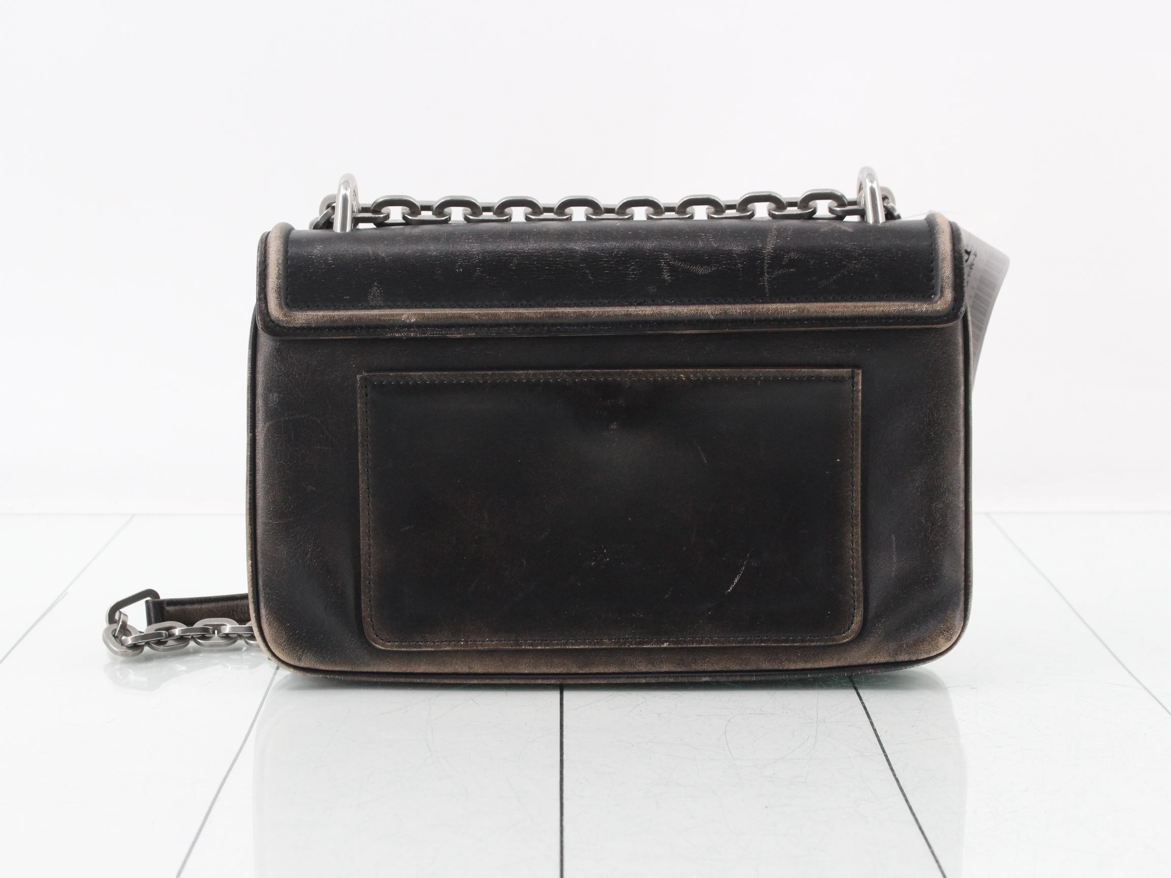 Vintage Finish Leather Chain Shoulder Bag 1BD009 — view 2