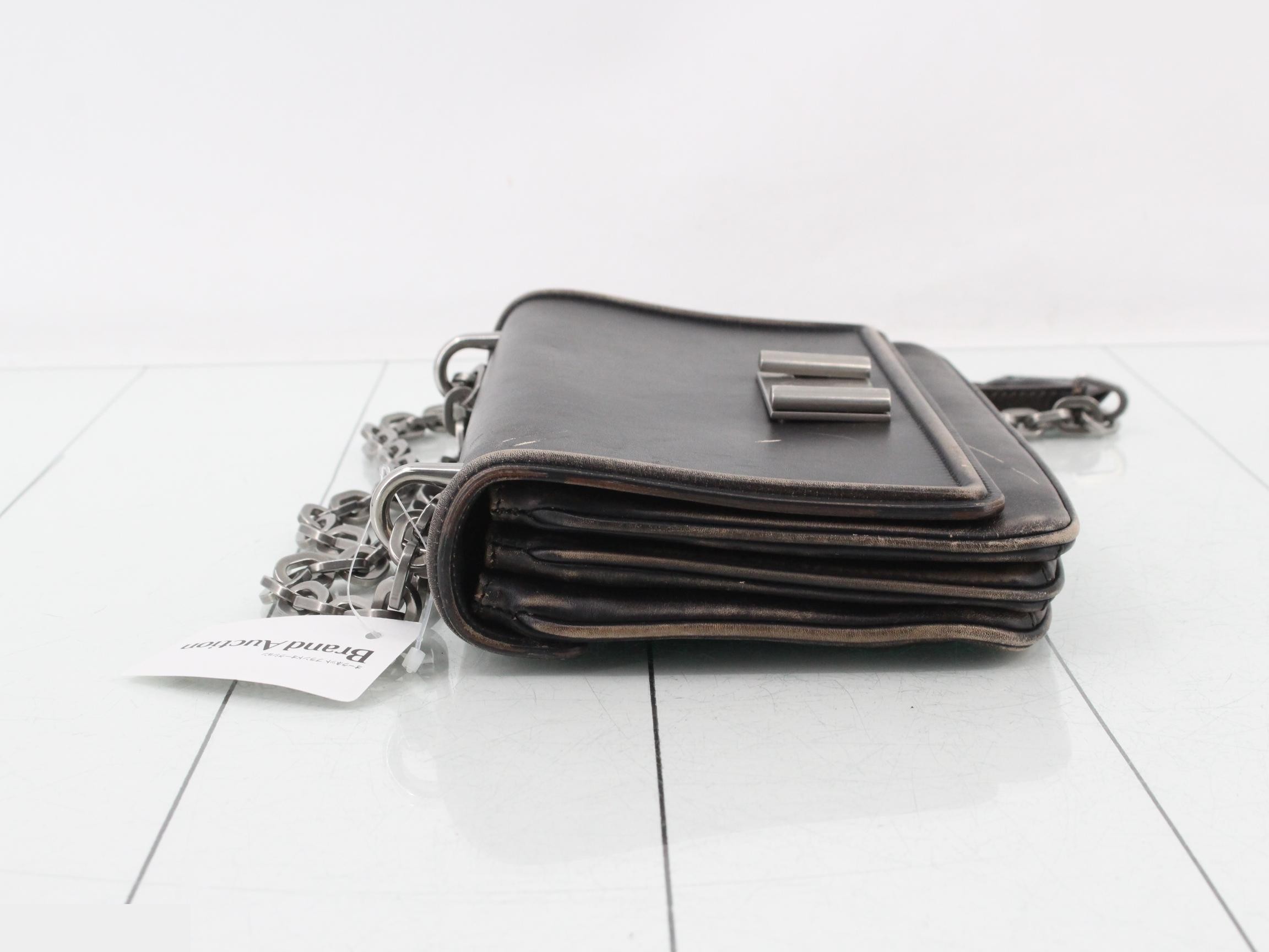 Vintage Finish Leather Chain Shoulder Bag 1BD009 — view 4