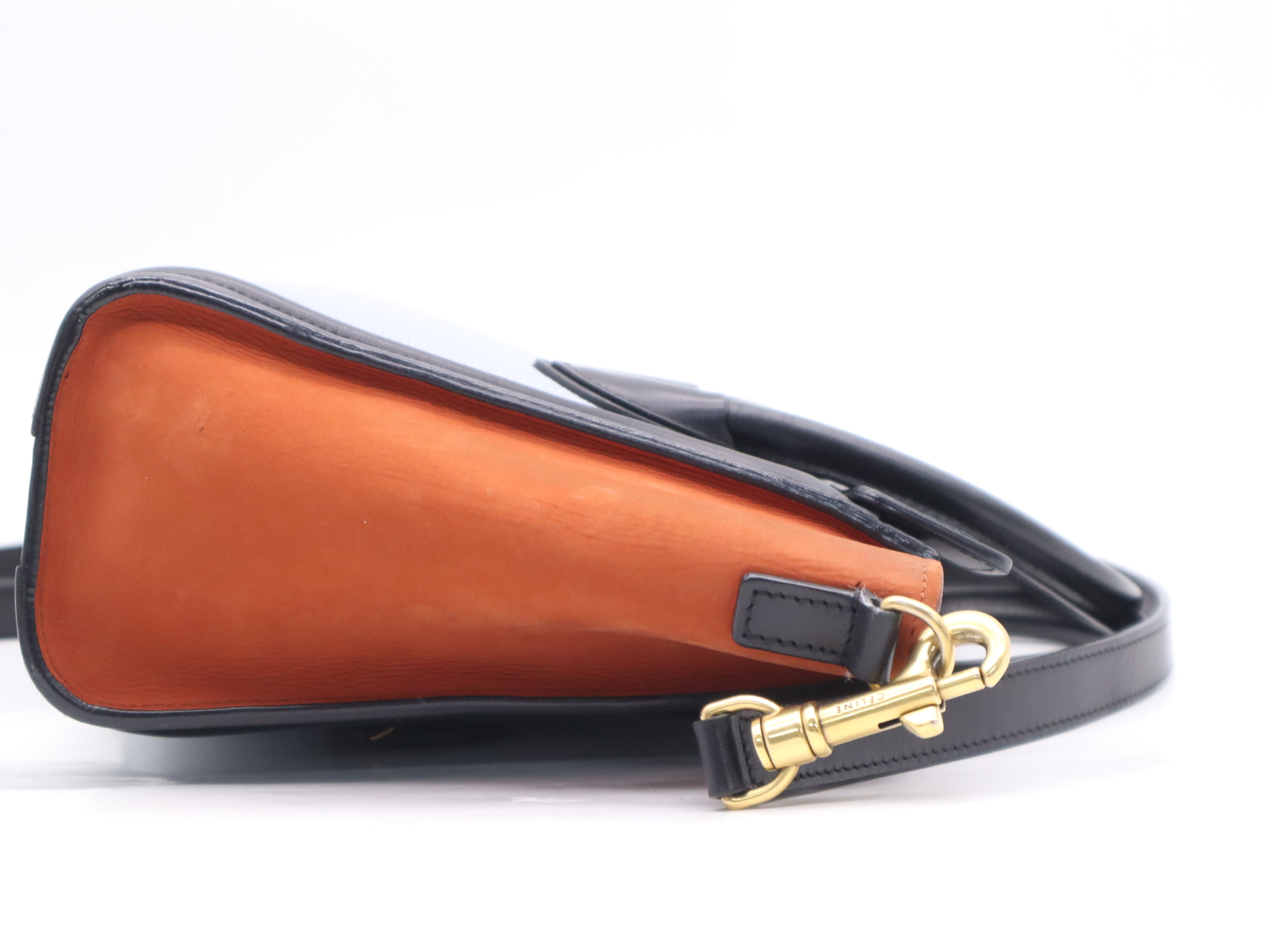Leather Luggage Nano Shopper 2-way Handbag with Shoulder Strap (Blue/Brown) — view 5