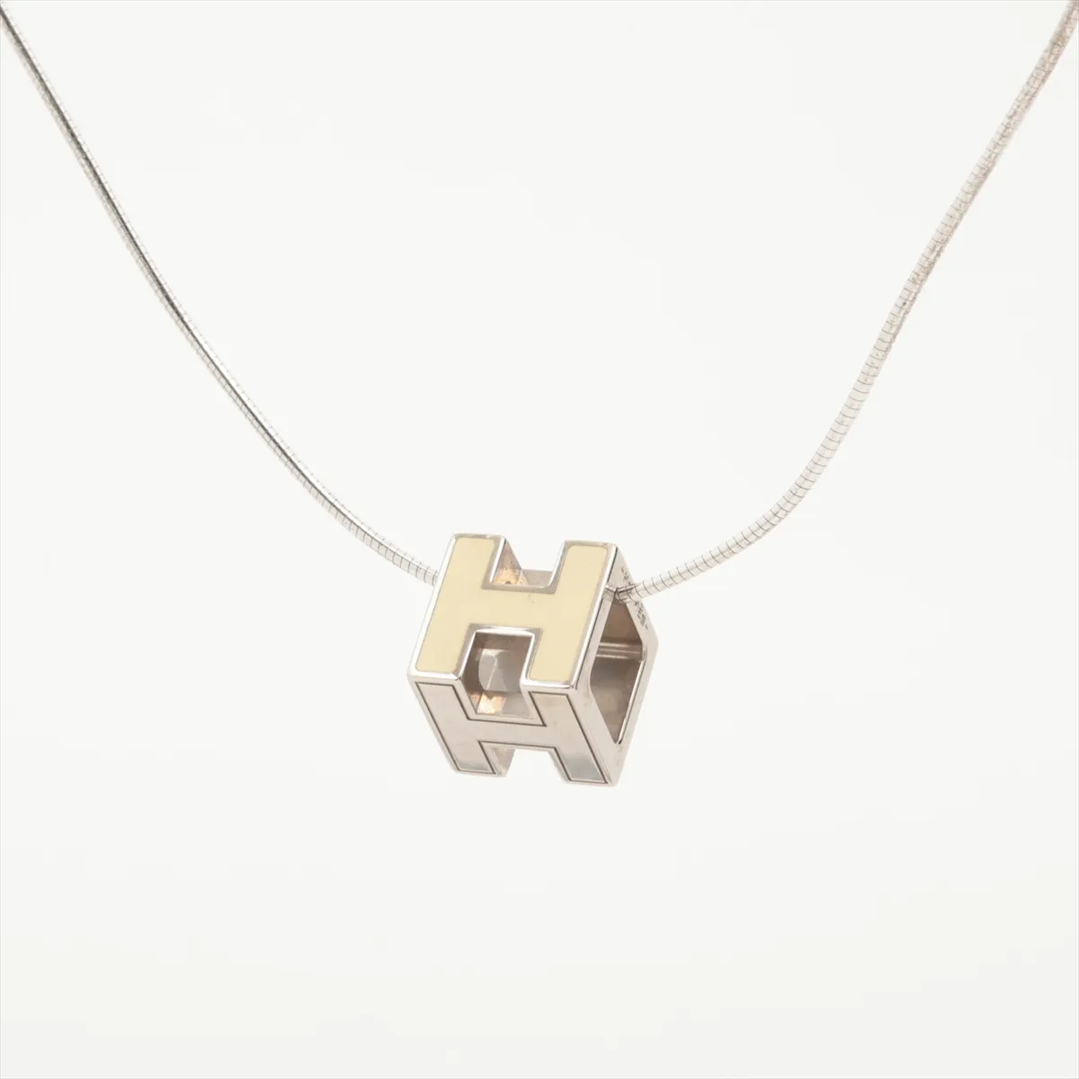 Cage d'H H-Cube Necklace, 925 x Metal, 10g, Silver x Ivory. Shows signs of wear,