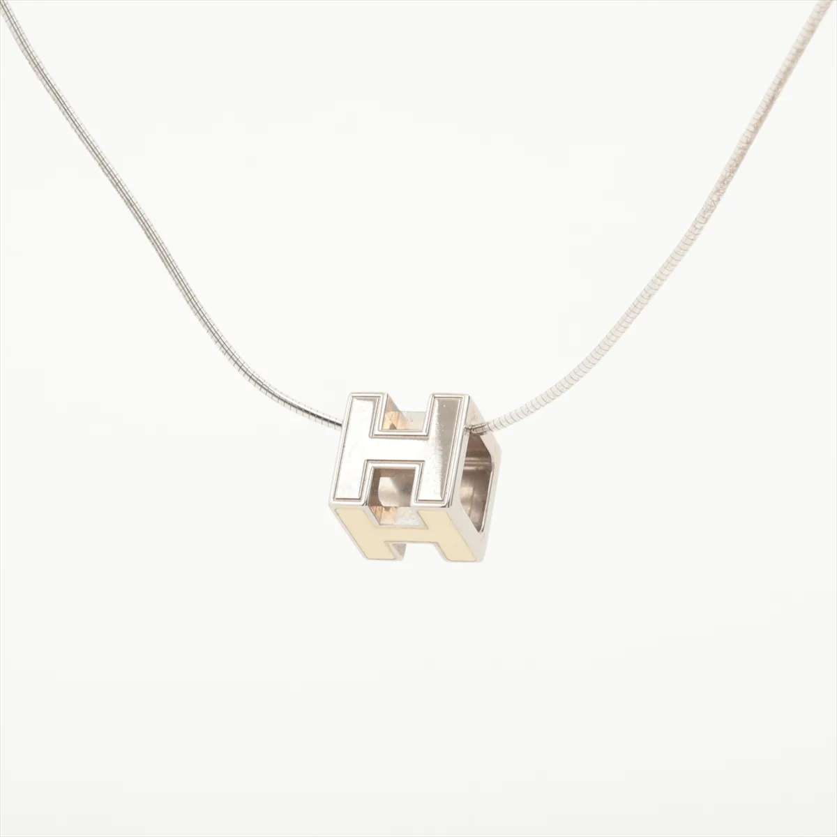 Cage d'H H-Cube Necklace, 925 x Metal, 10g, Silver x Ivory. Shows signs of wear, — view 2