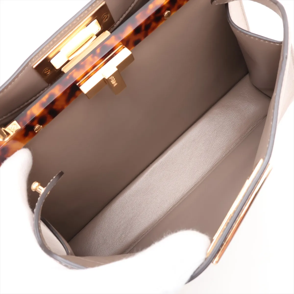Peekaboo I.U Medium Leather 2-Way Handbag, Beige, 8BN321 — view 9