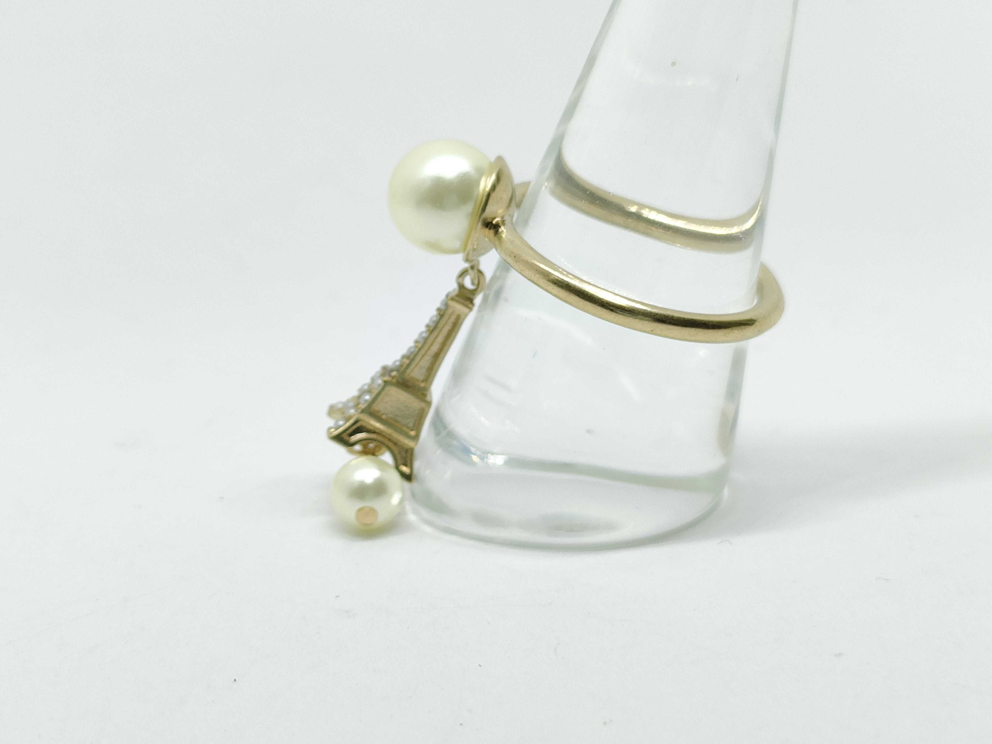 Resin Pearl Eiffel Tower Ring 3.2g — view 2
