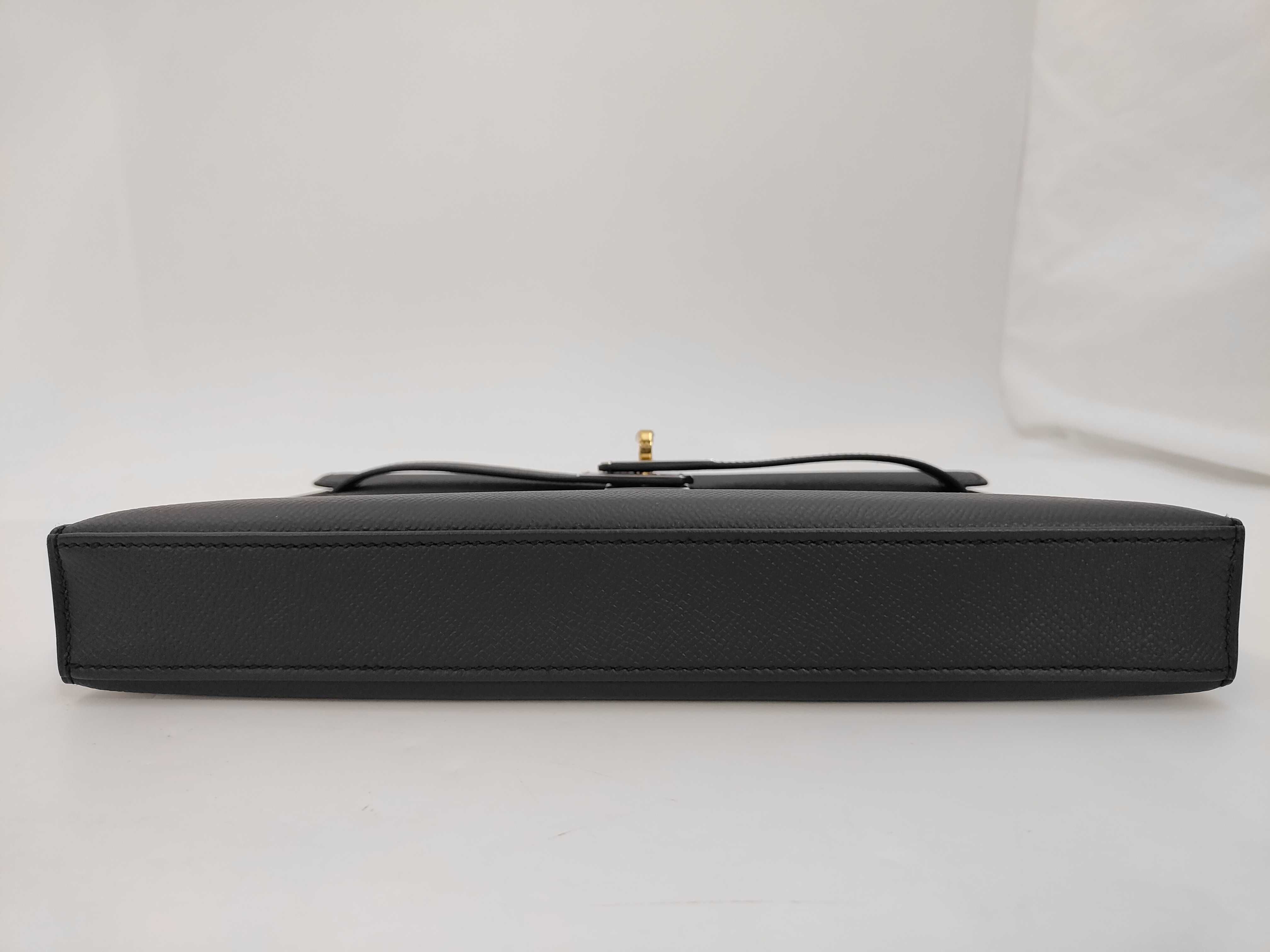 Kelly Elan Black Epsom Electrum Shoulder Bag (G stamp) — view 4