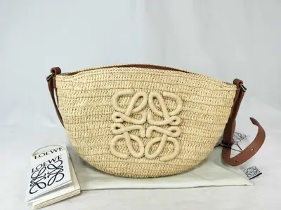 TH-522604 Eclipse pochette in raffia and calfskin Beige Shoulder Bag - G Shoulder Bag