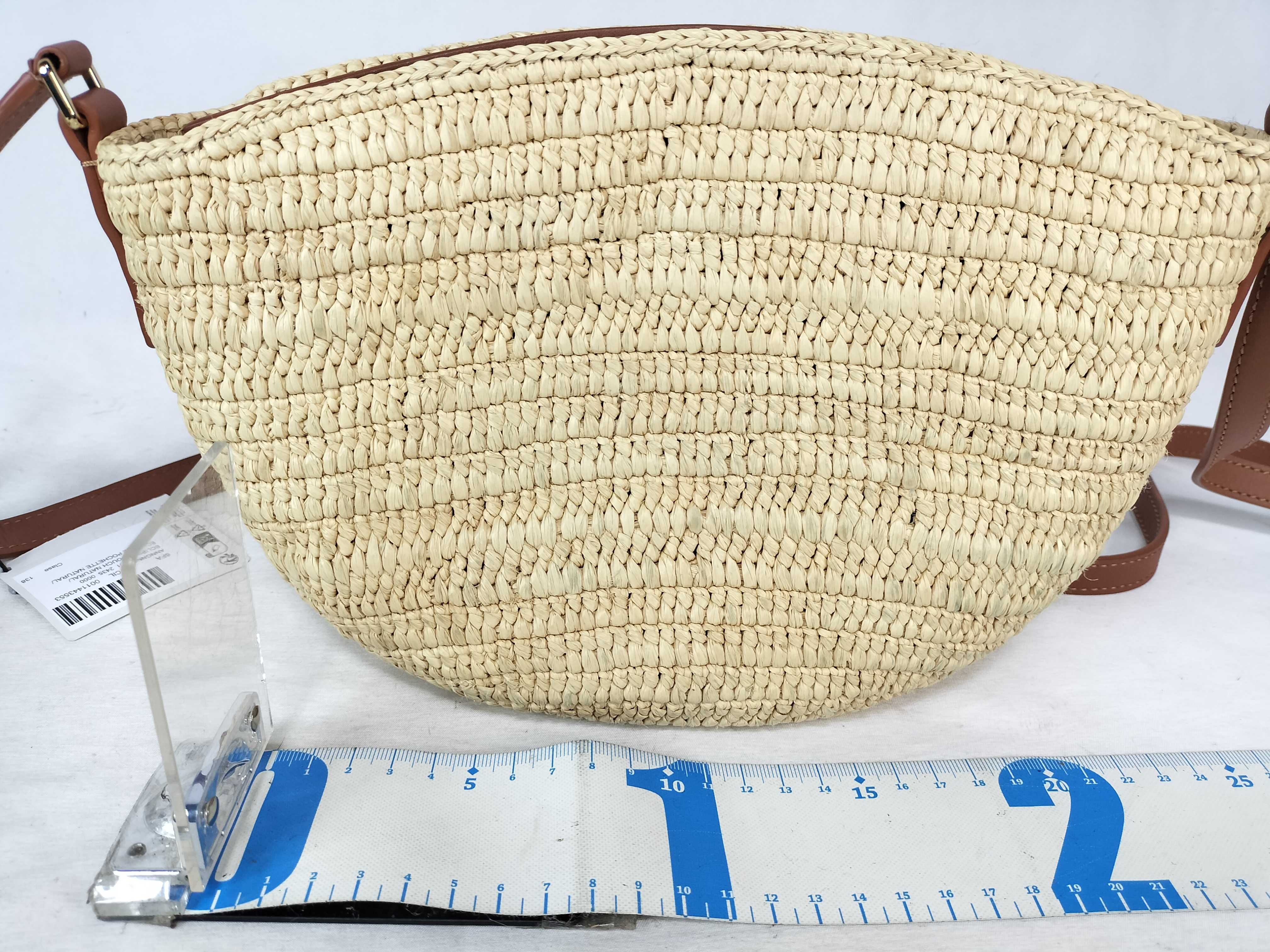 TH-522604 Eclipse pochette in raffia and calfskin Beige Shoulder Bag - G Shoulder Bag — view 2