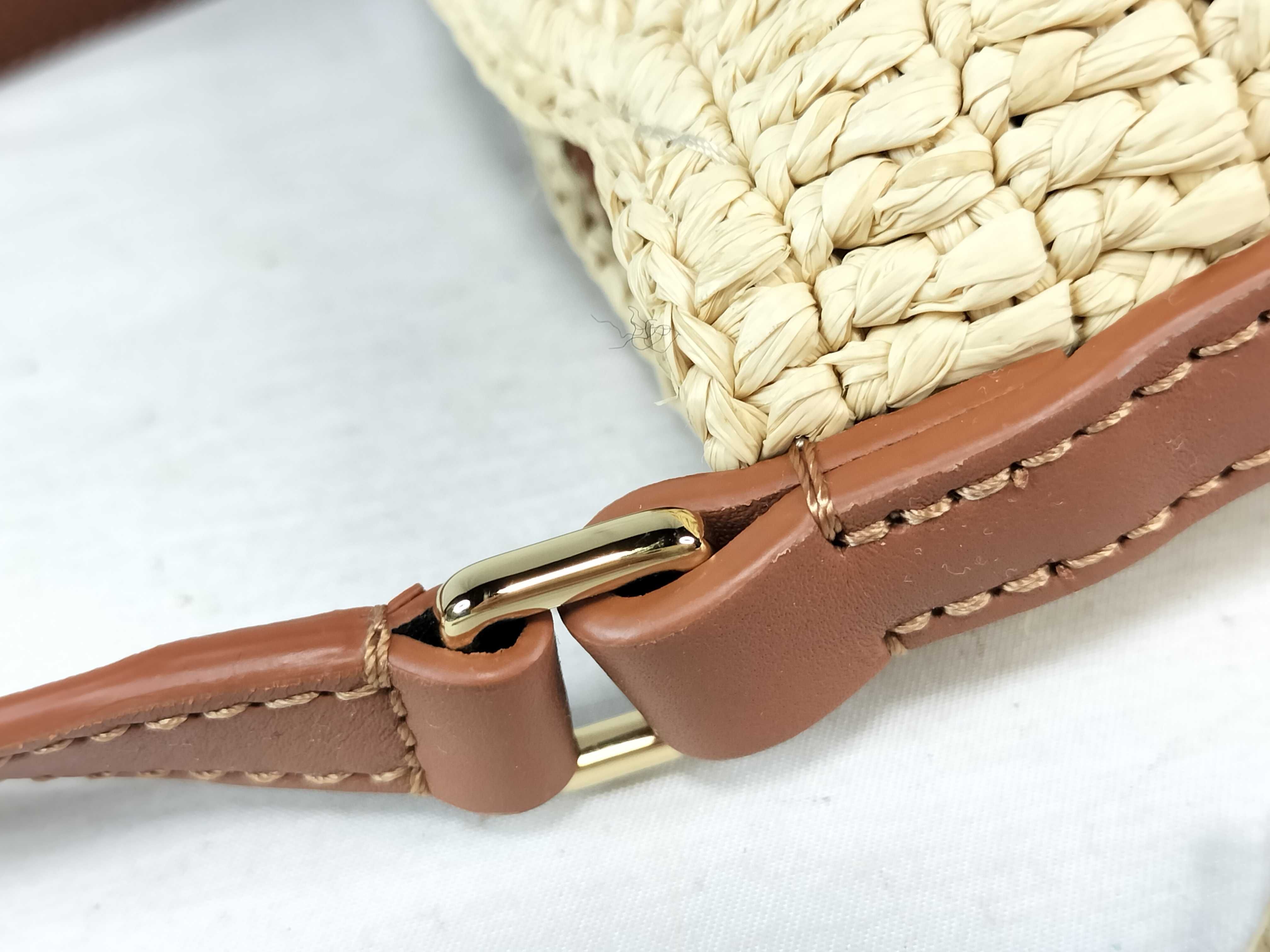 TH-522604 Eclipse pochette in raffia and calfskin Beige Shoulder Bag - G Shoulder Bag — view 5