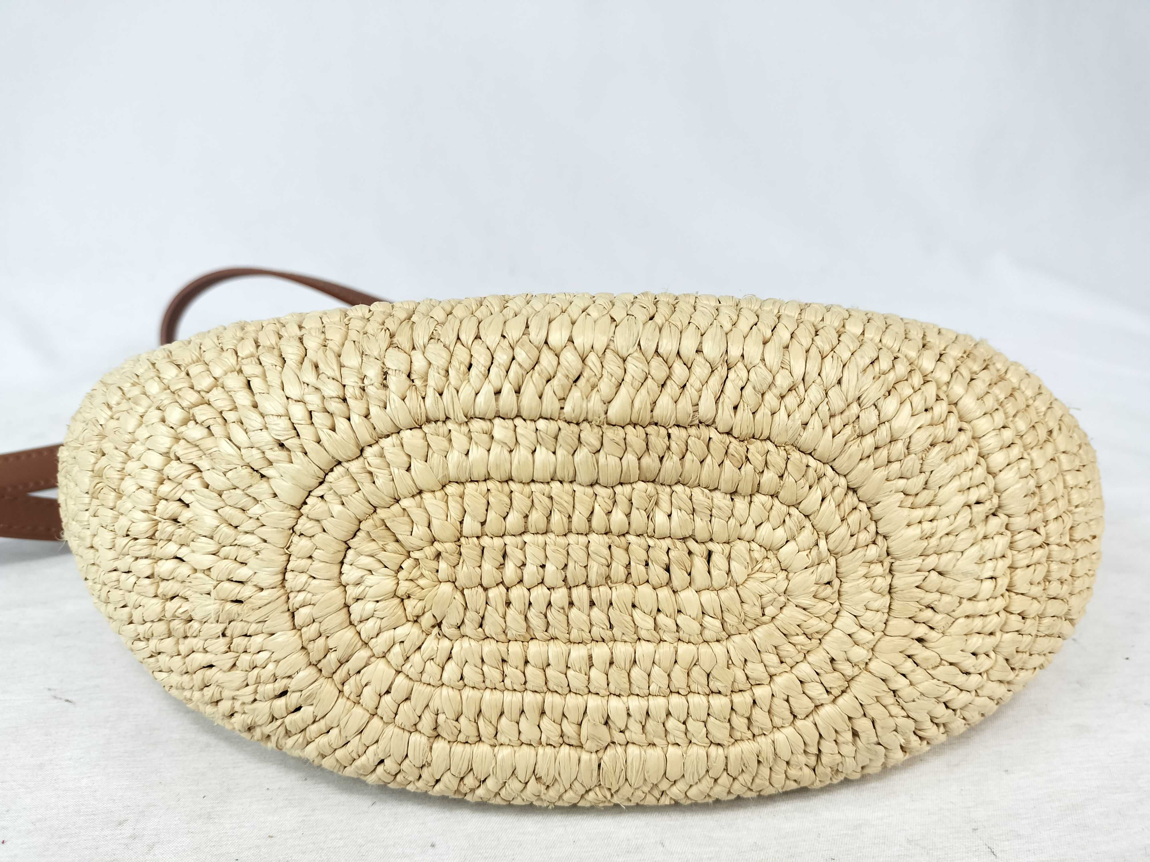 TH-522604 Eclipse pochette in raffia and calfskin Beige Shoulder Bag - G Shoulder Bag — view 8