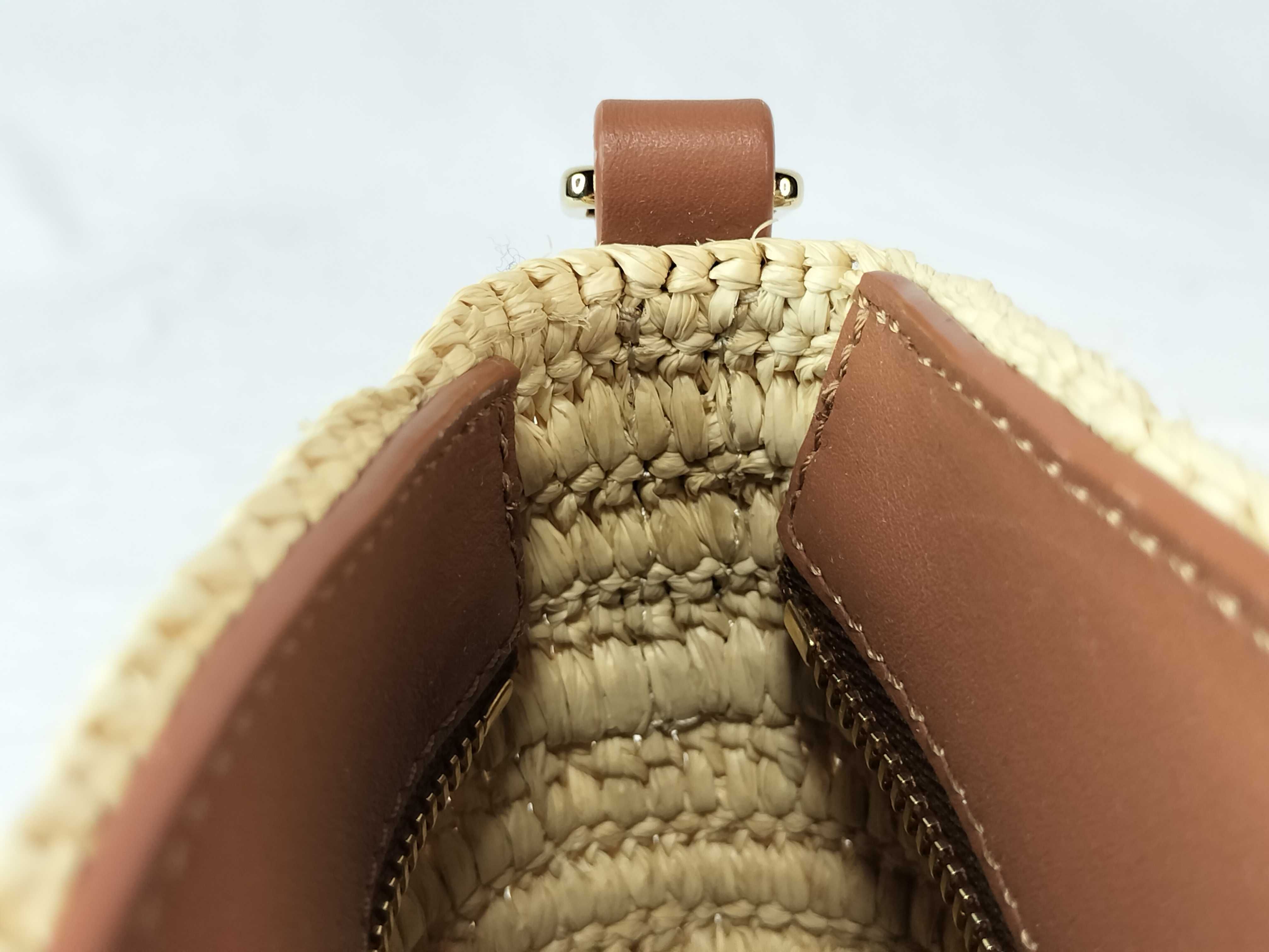 TH-522604 Eclipse pochette in raffia and calfskin Beige Shoulder Bag - G Shoulder Bag — view 9