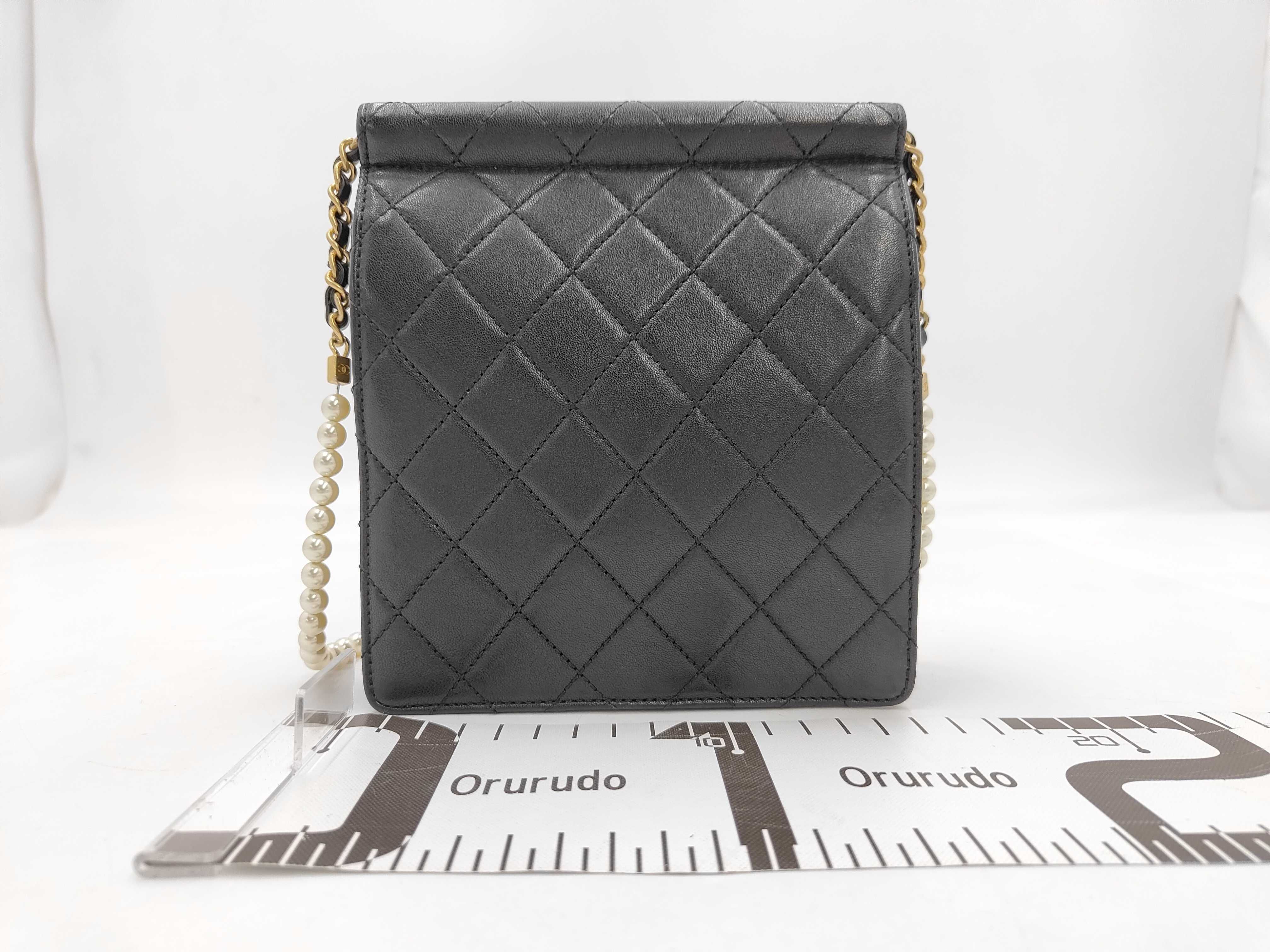 Matelassé Flap Phone Case Chain Shoulder Bag, Lambskin, Black, Gold Hardware, Shoulder Bag — view 2