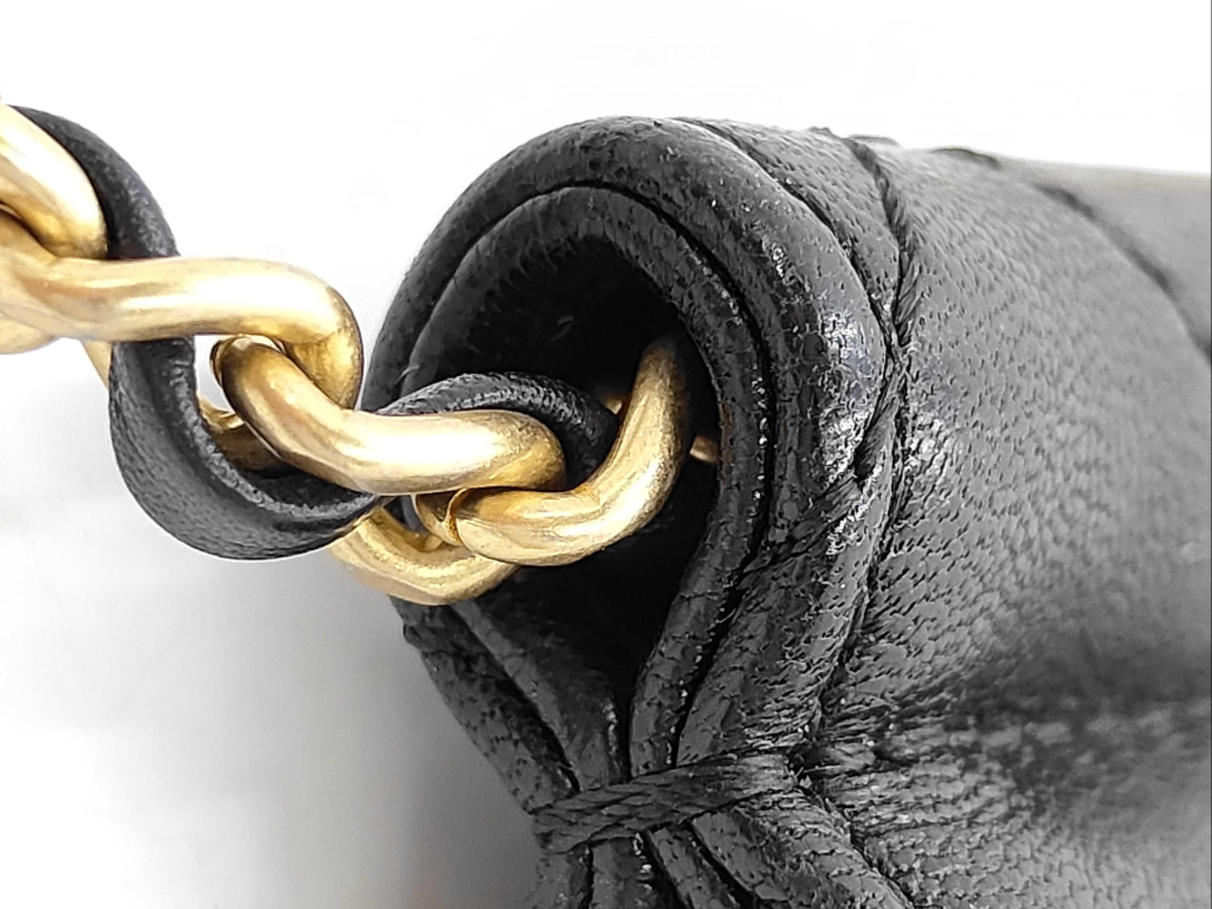 Matelassé Flap Phone Case Chain Shoulder Bag, Lambskin, Black, Gold Hardware, Shoulder Bag — view 11