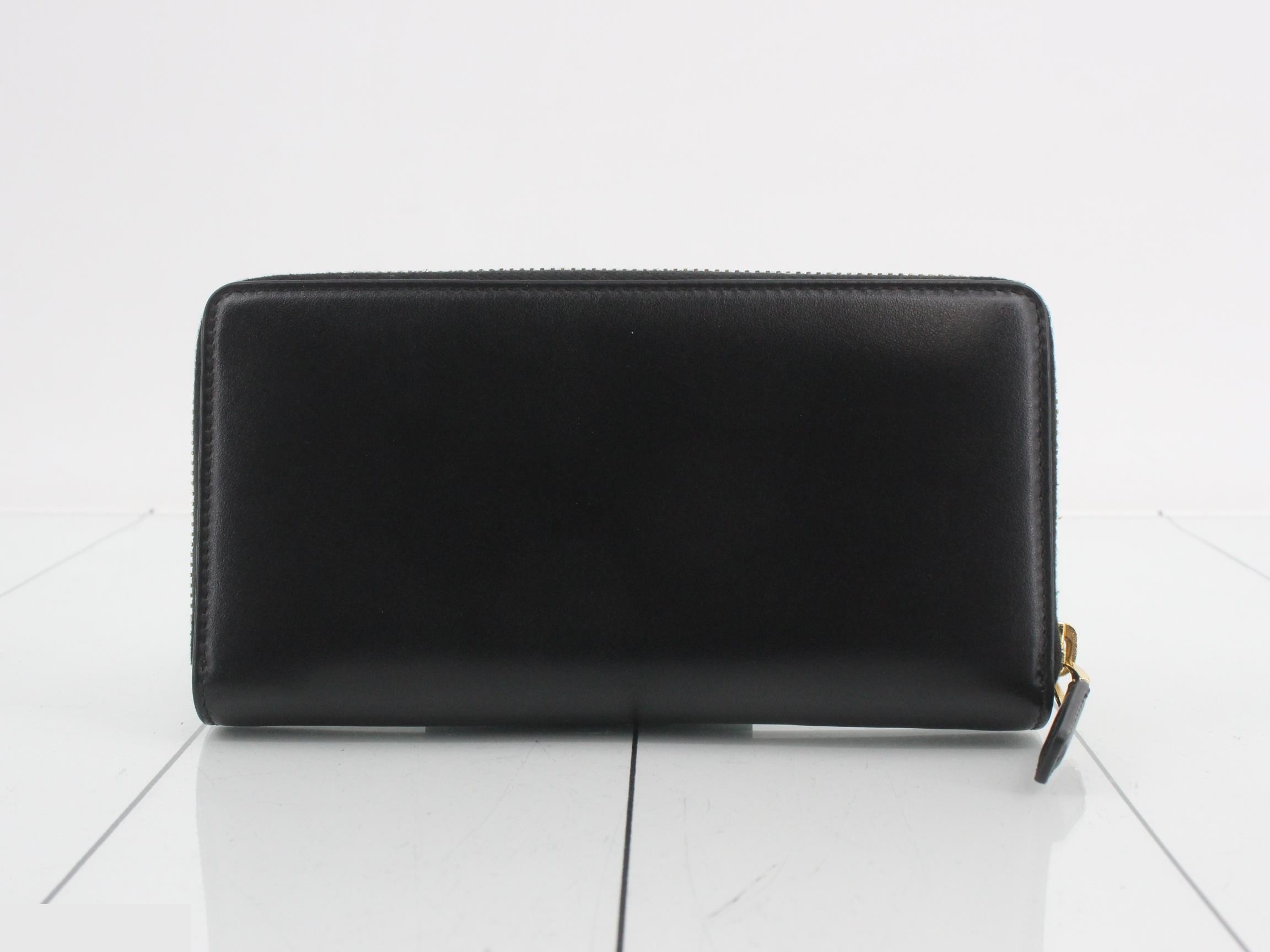 Long wallet, round shape, leather, black — view 2