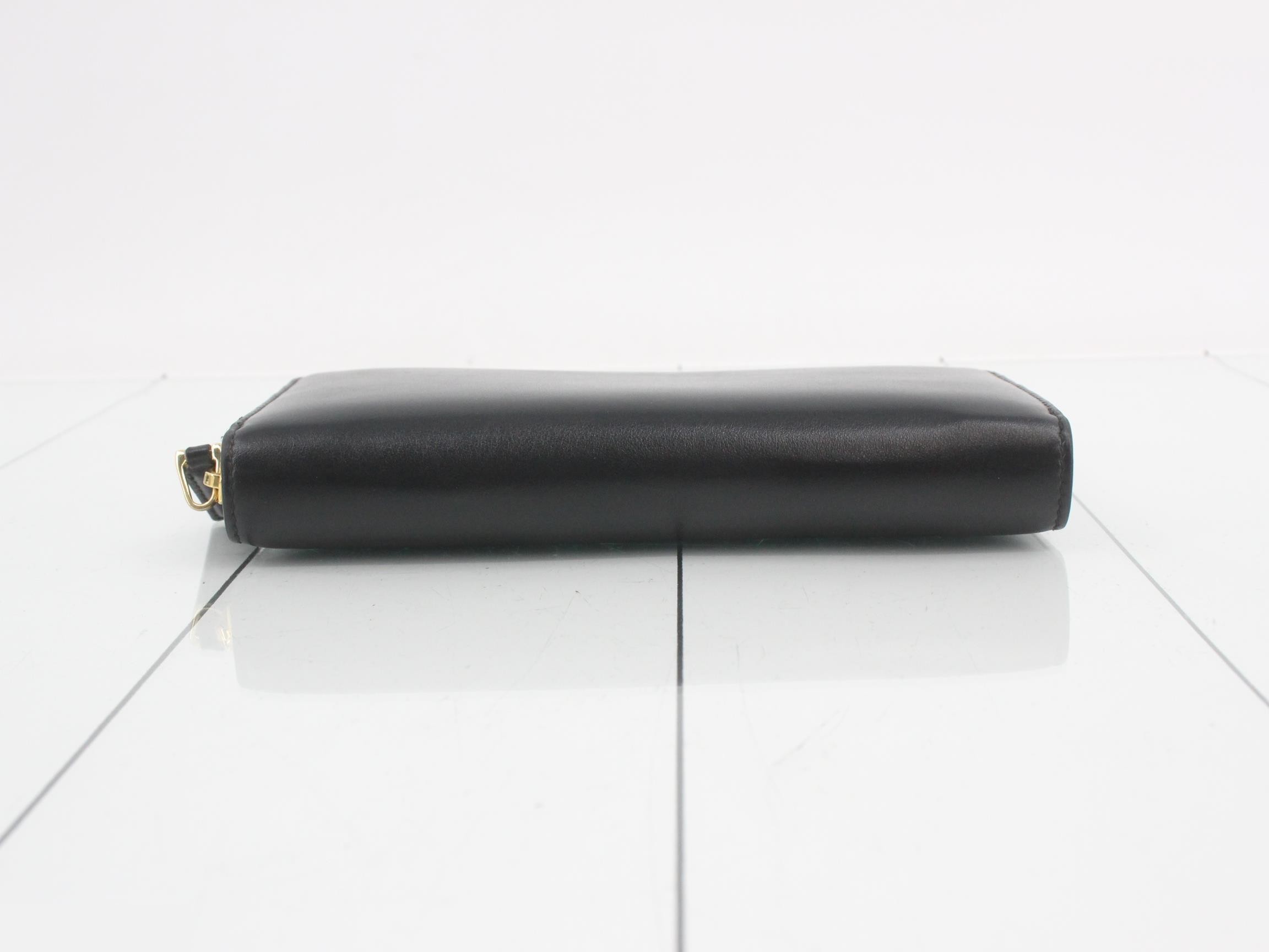 Long wallet, round shape, leather, black — view 3