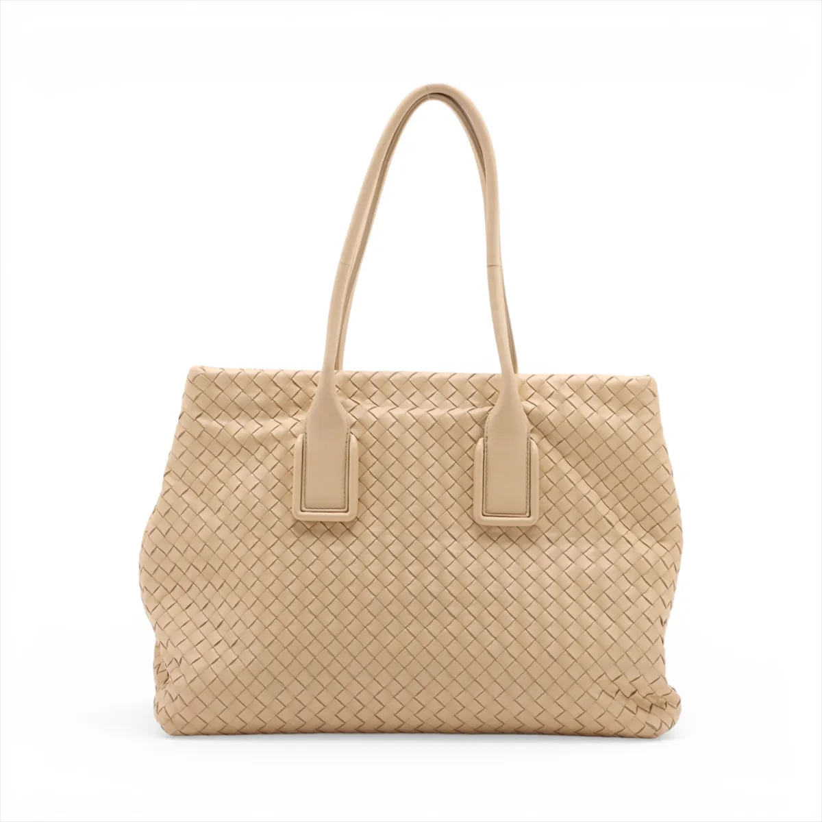 Intrecciato Leather Tote Bag, Beige