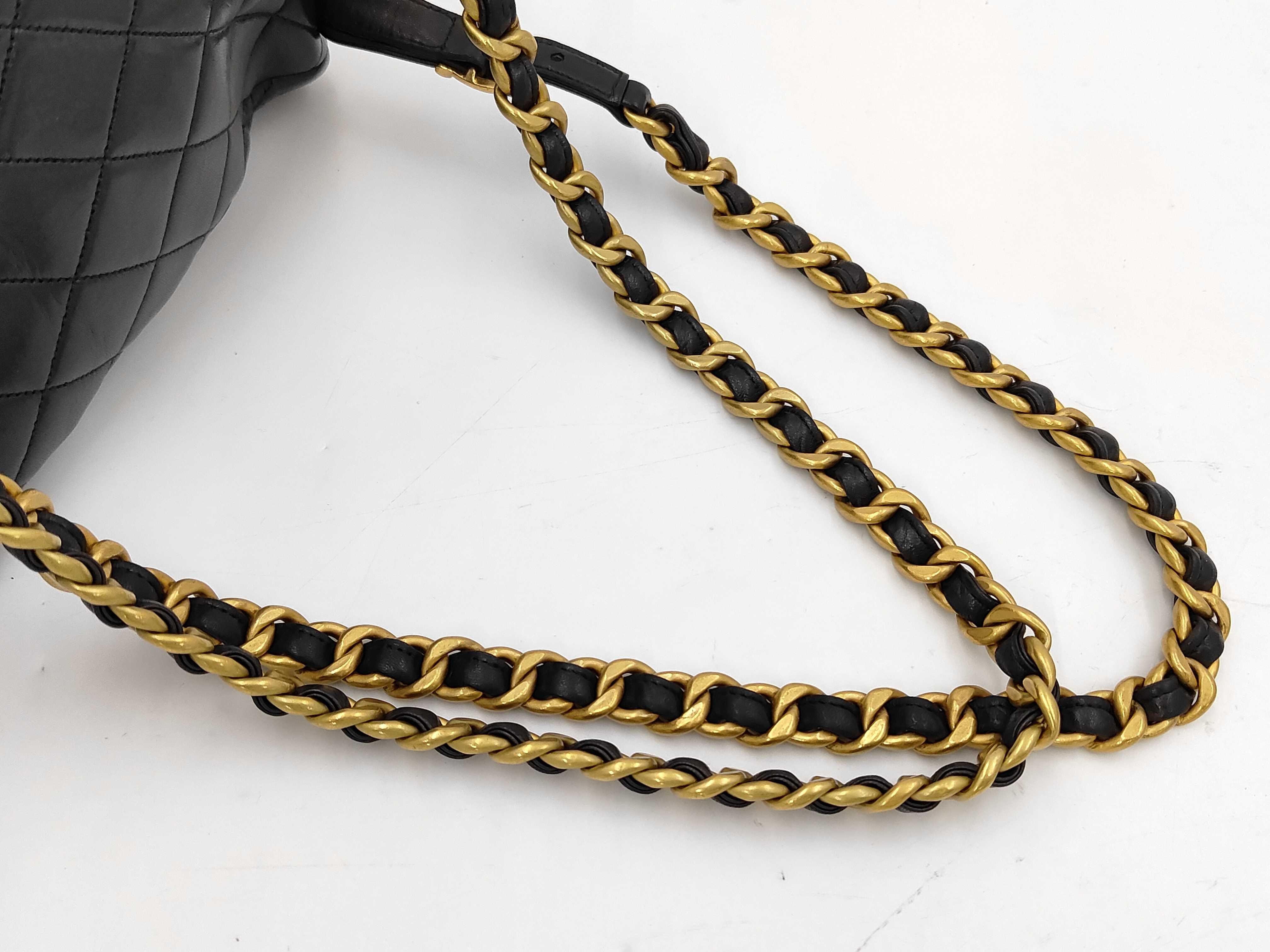 Matelassé Lambskin Turnlock Drawstring Chain Backpack — view 5