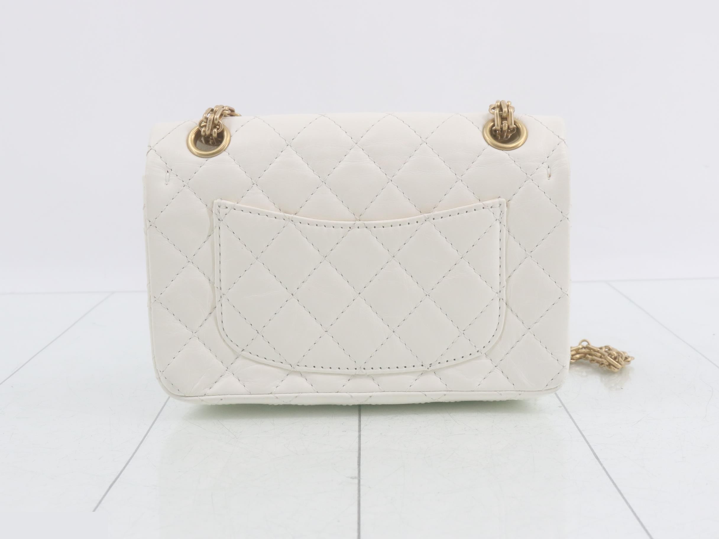 Matelassé 2.55 Leather Double Chain Shoulder Bag, White — view 2