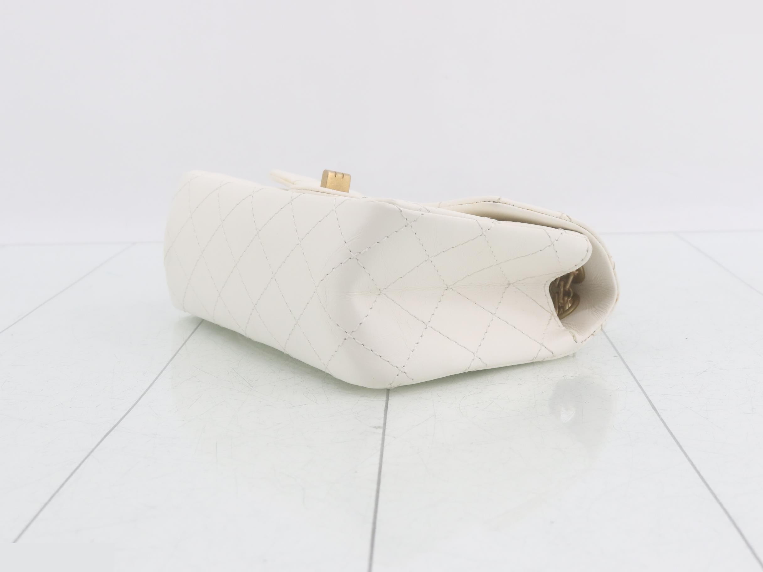 Matelassé 2.55 Leather Double Chain Shoulder Bag, White — view 6
