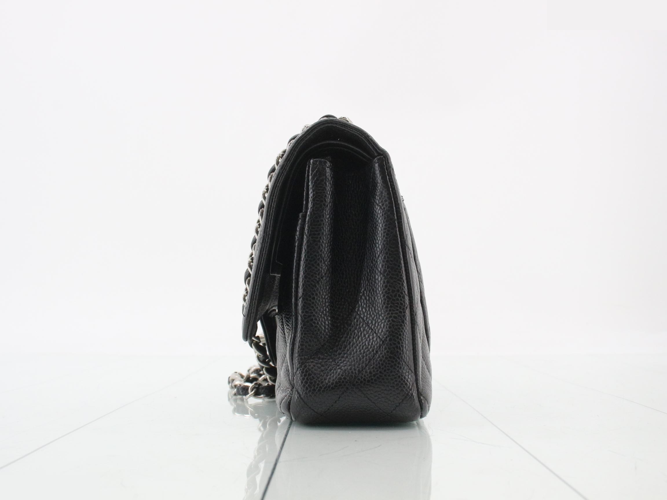 Matelassé 25 Caviar Skin Double Flap Double Chain Shoulder Bag — view 3