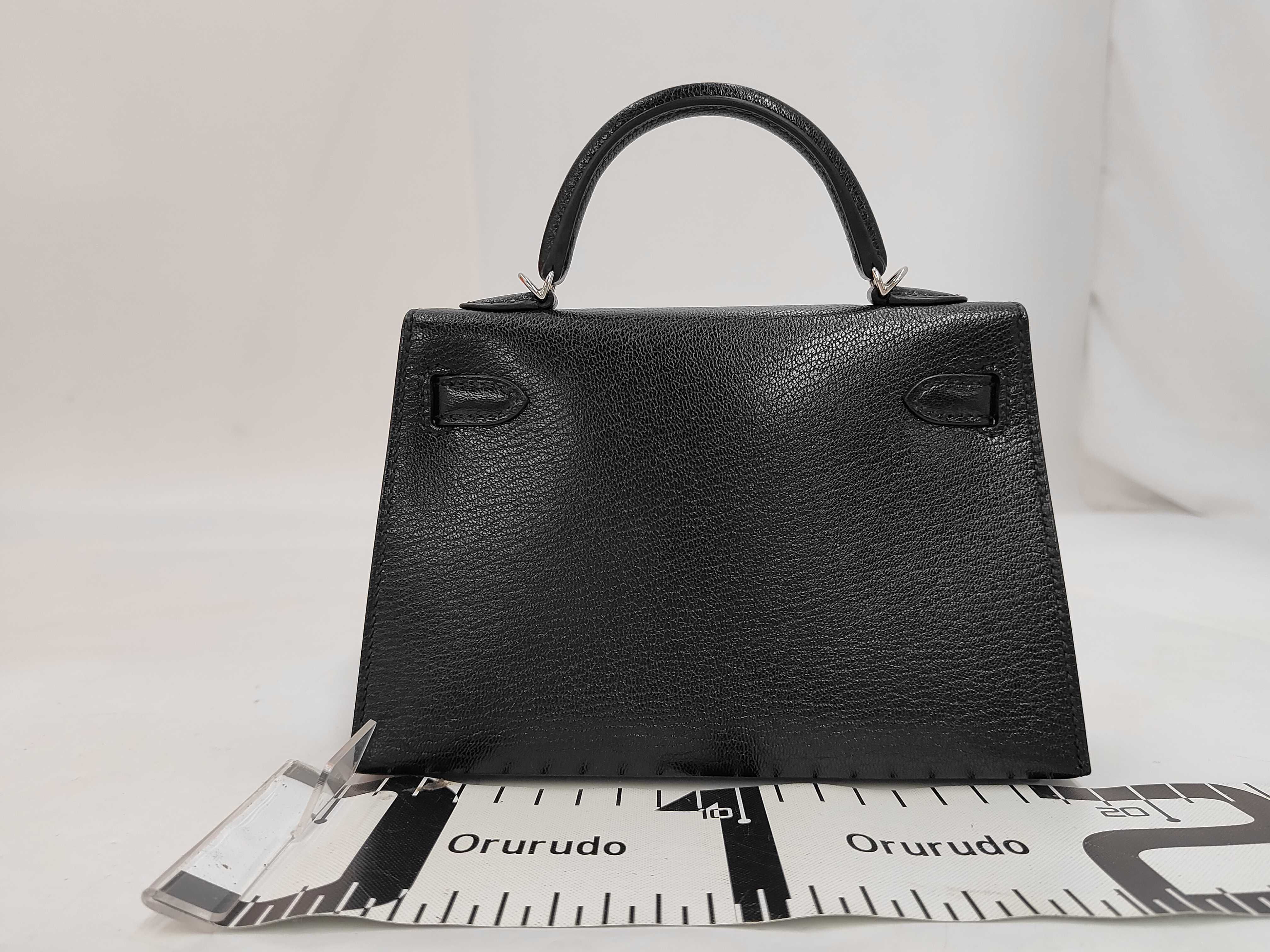 Mini Kelly II Cloute de Coeur Chevre Siamkilla G Stamp Black Silver Hardware Handbag — view 2