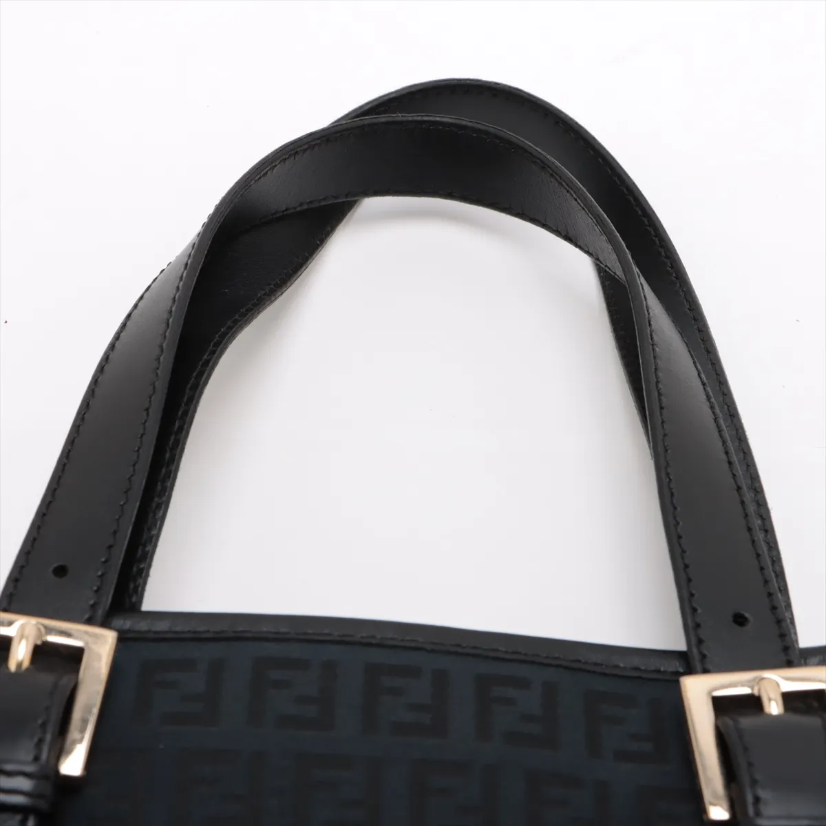 Zucchino Canvas x Leather Handbag Black 8BH237 — view 6